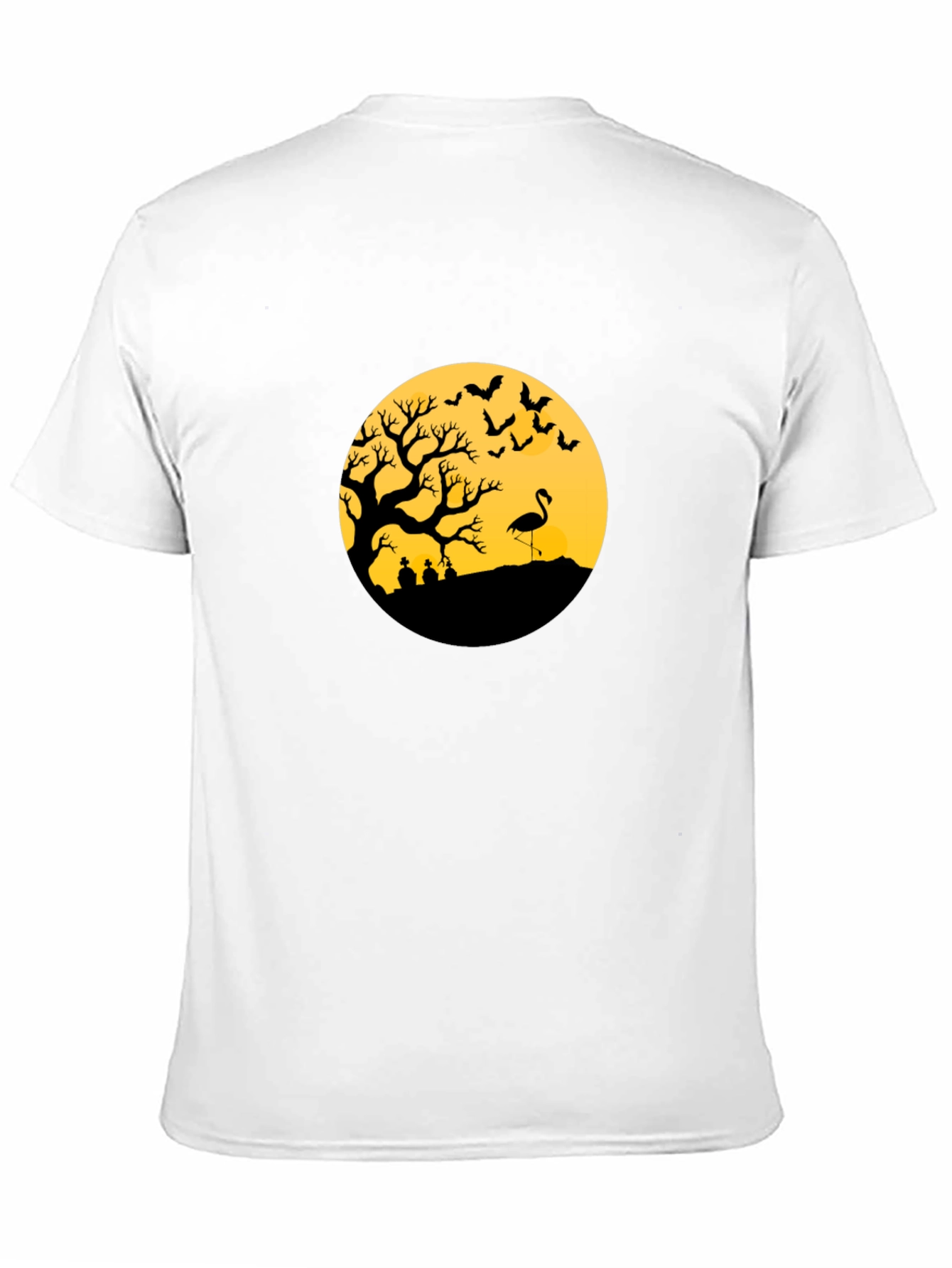 Black Halloween Tree Flamingo Tee view 11