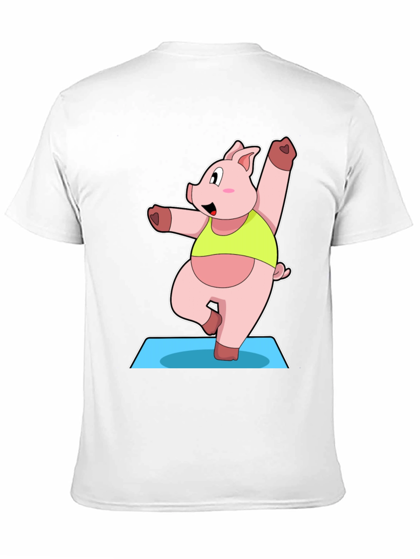 Black Yoga Pig Black T-Shirt - Funny Cartoon Animal Tee view 11