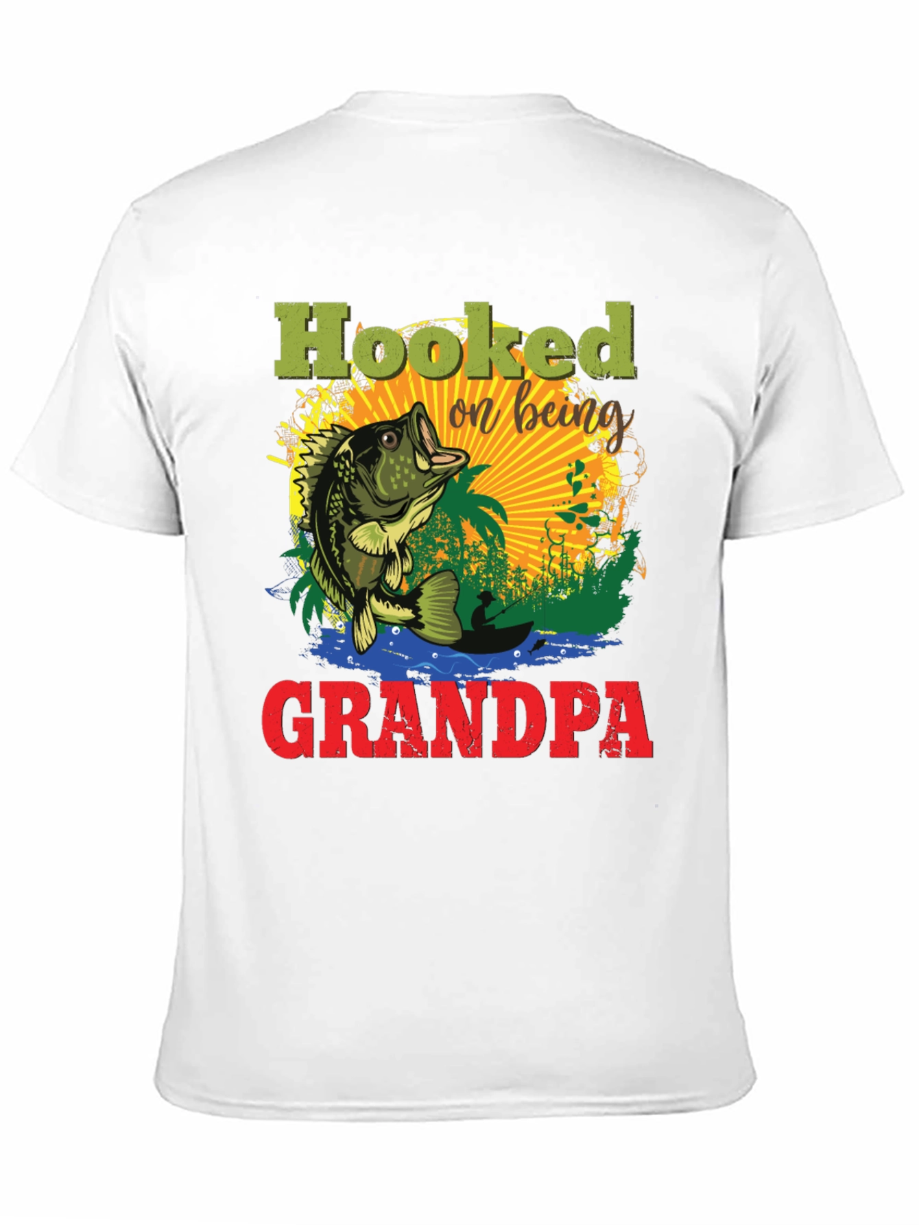 Black Hooked on Being Grandpa Fishing T-Shirt view 11