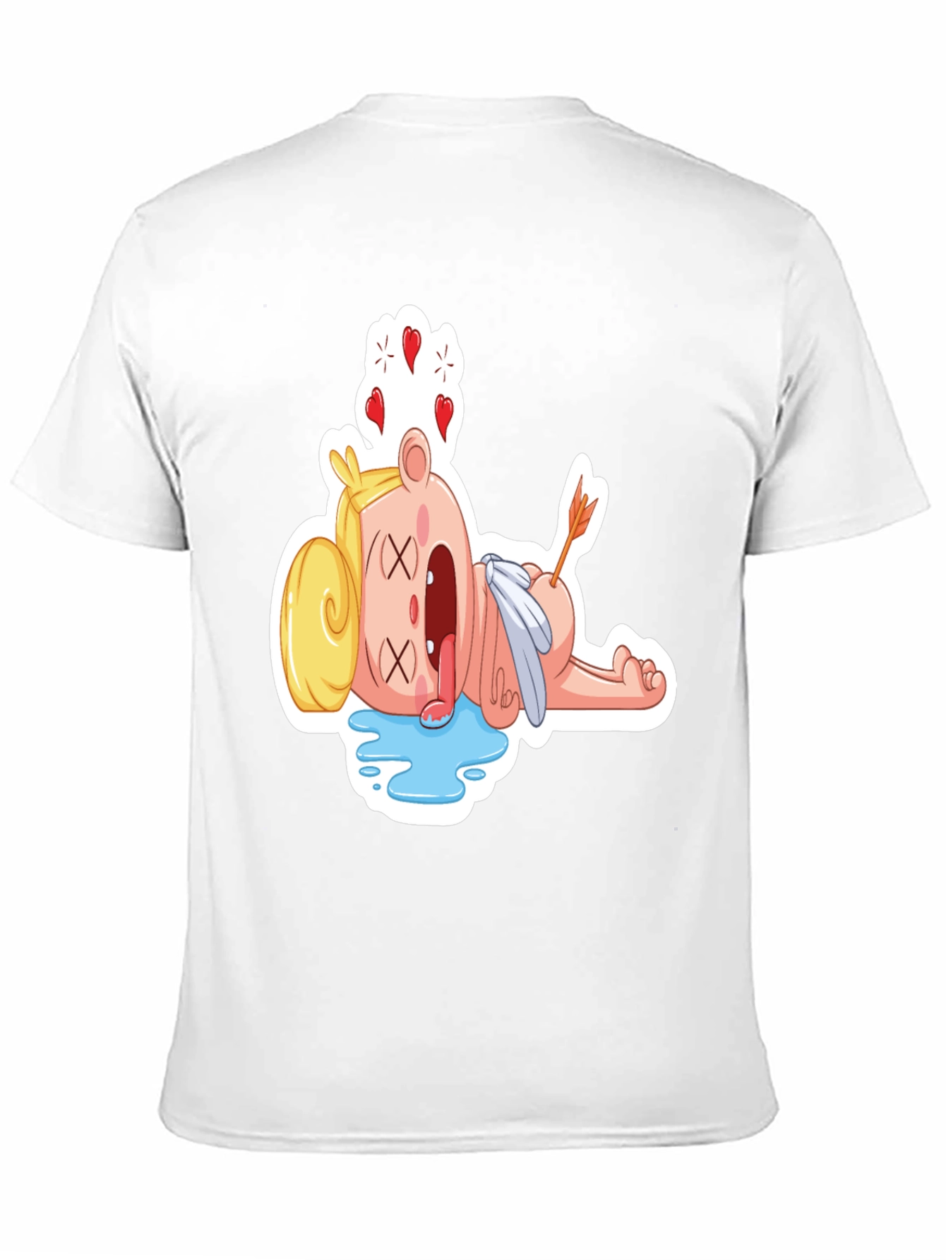 Black Funny Cupid Cartoon Graphic T-Shirt view 11