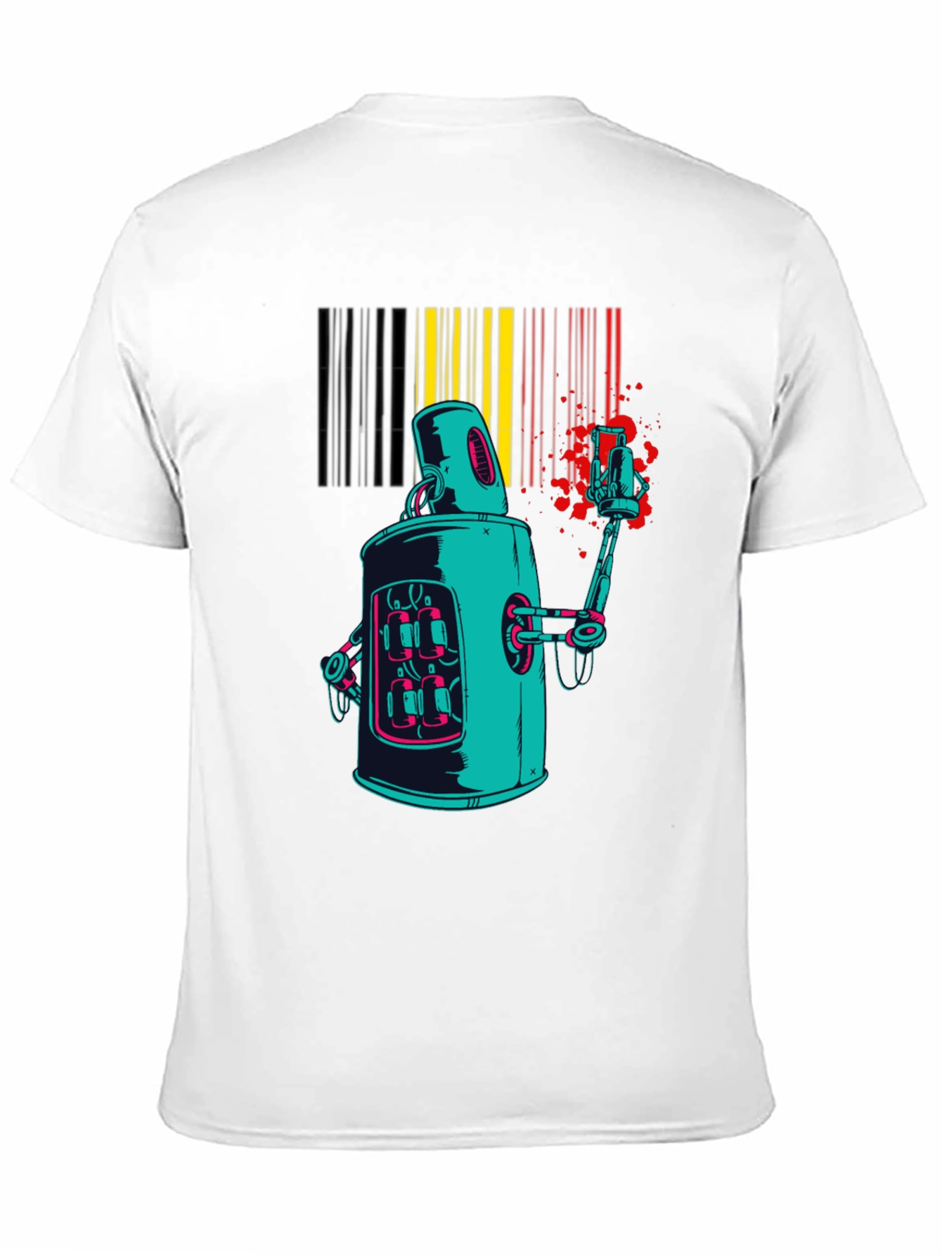 Black Retro Robot Graphic Print Black T-Shirt view 11