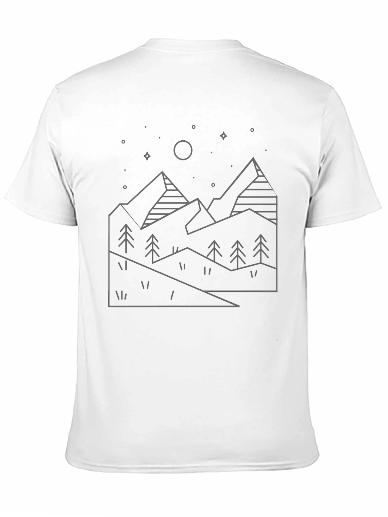 Black Minimalist Mountain Line Art Black T-Shirt view 11