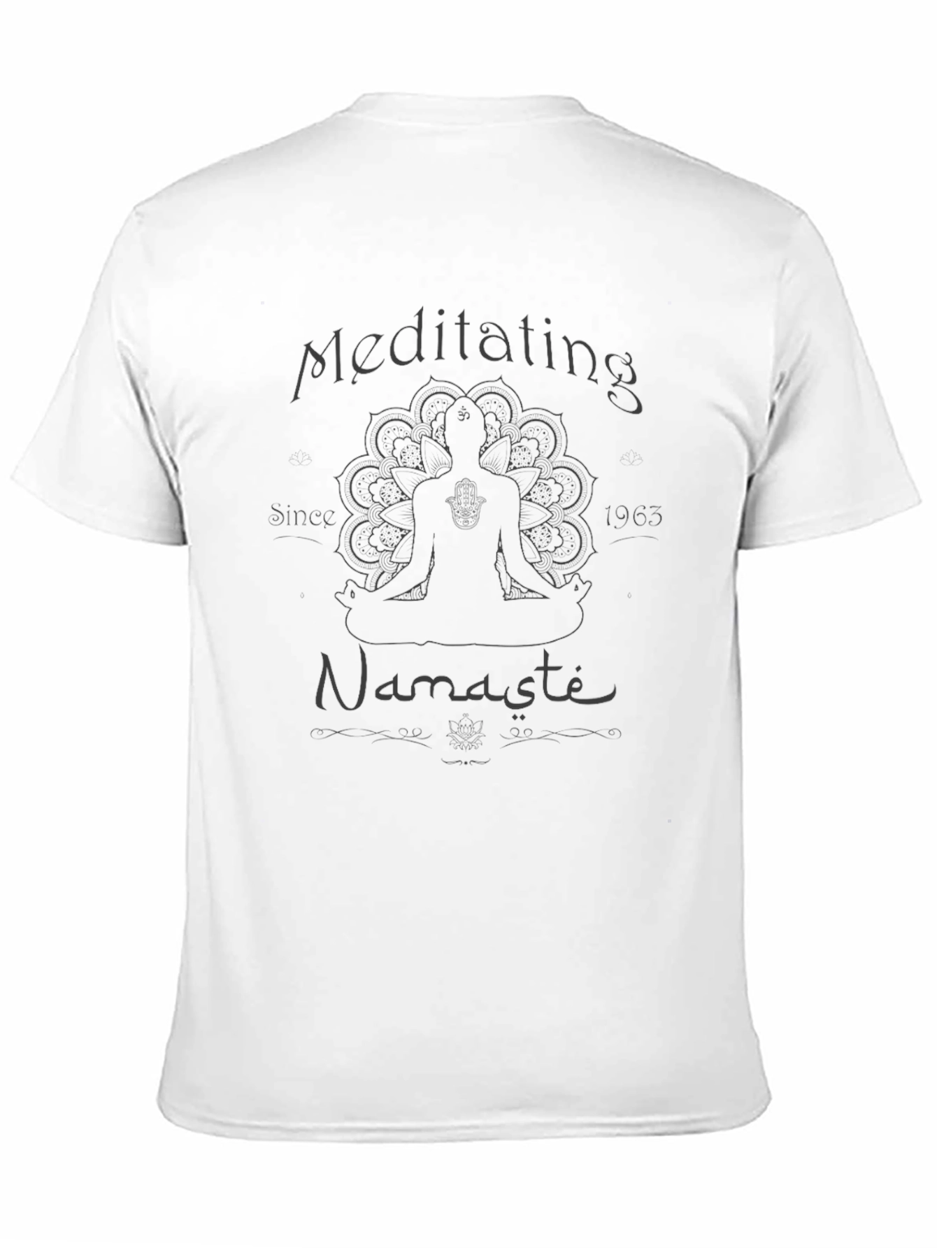 Black Meditating Since 1963 Namaste Black T-Shirt view 11