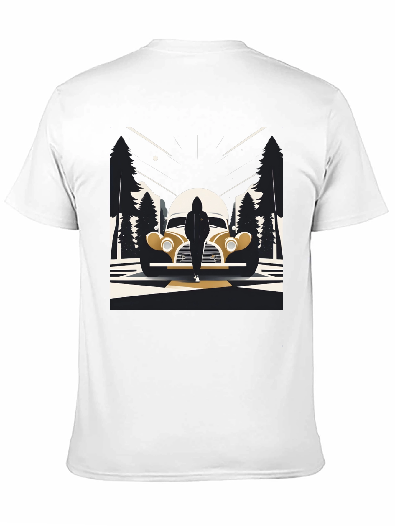Black Retro Car & Silhouette Graphic Tee - Classic Style view 11