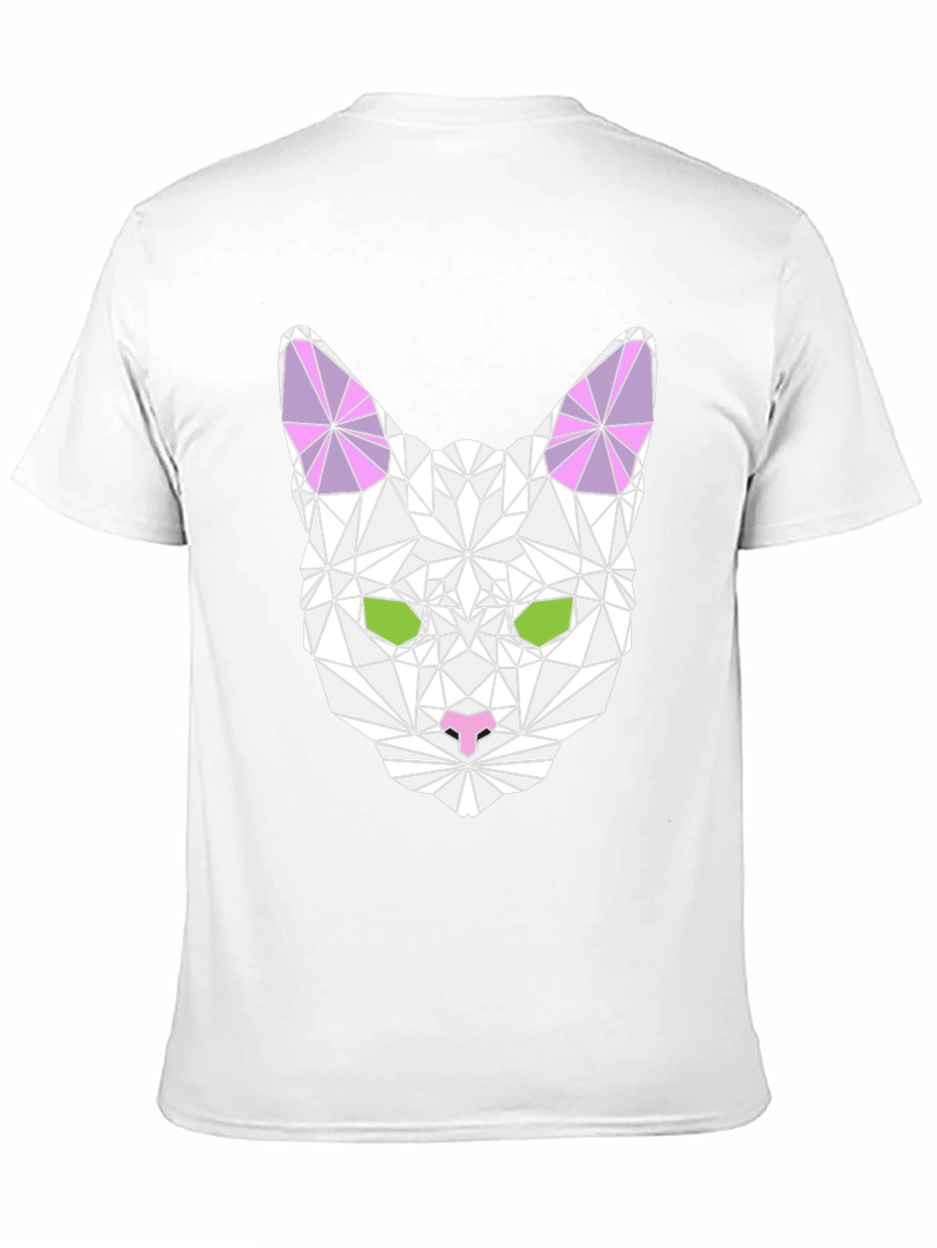 Black Geometric Cat Tee - Stylish Black T-Shirt view 11