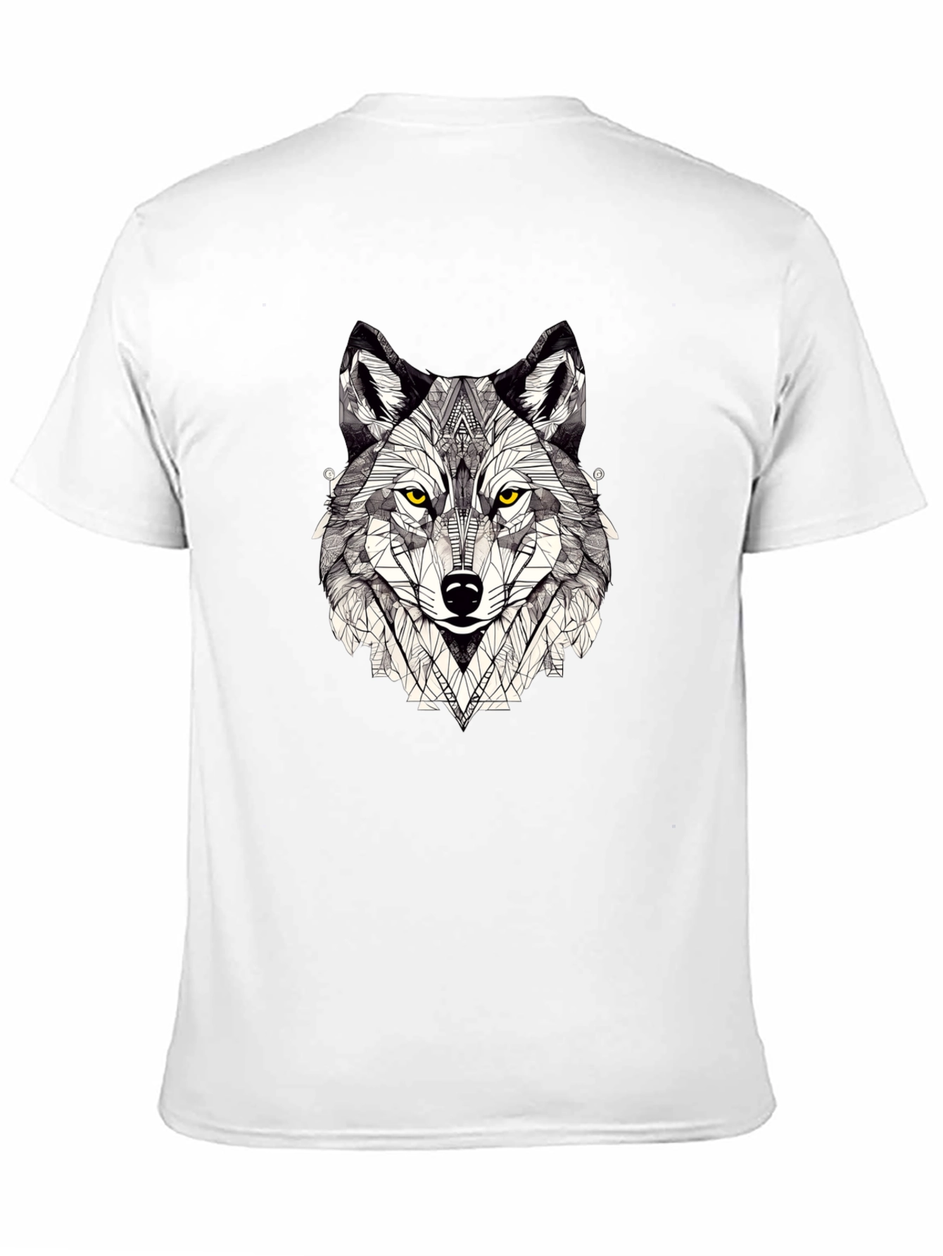 Black Geometric Wolf Graphic Print Black T-Shirt view 11