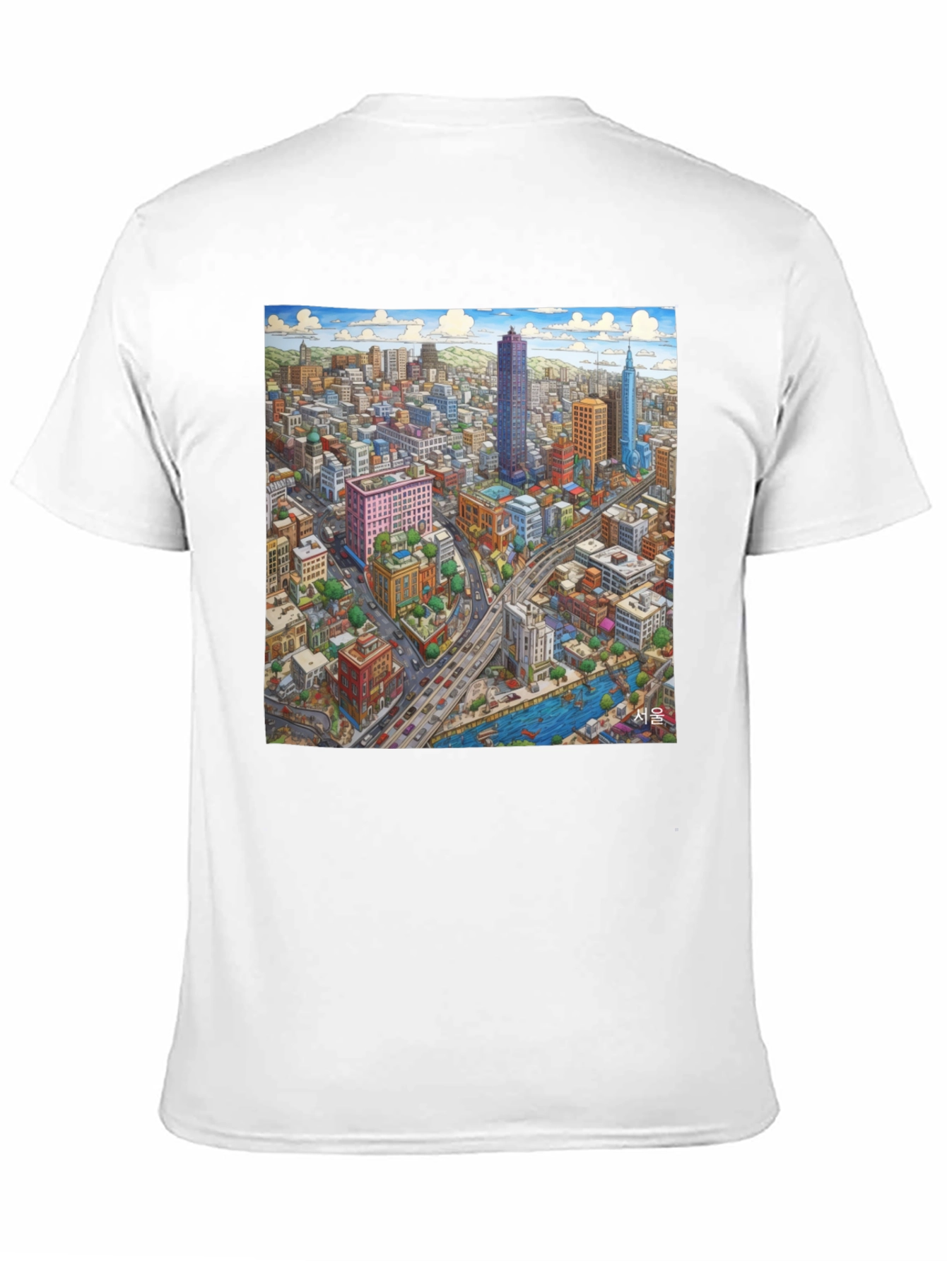 Black Seoul Cityscape Graphic Tee - Unique Design view 11