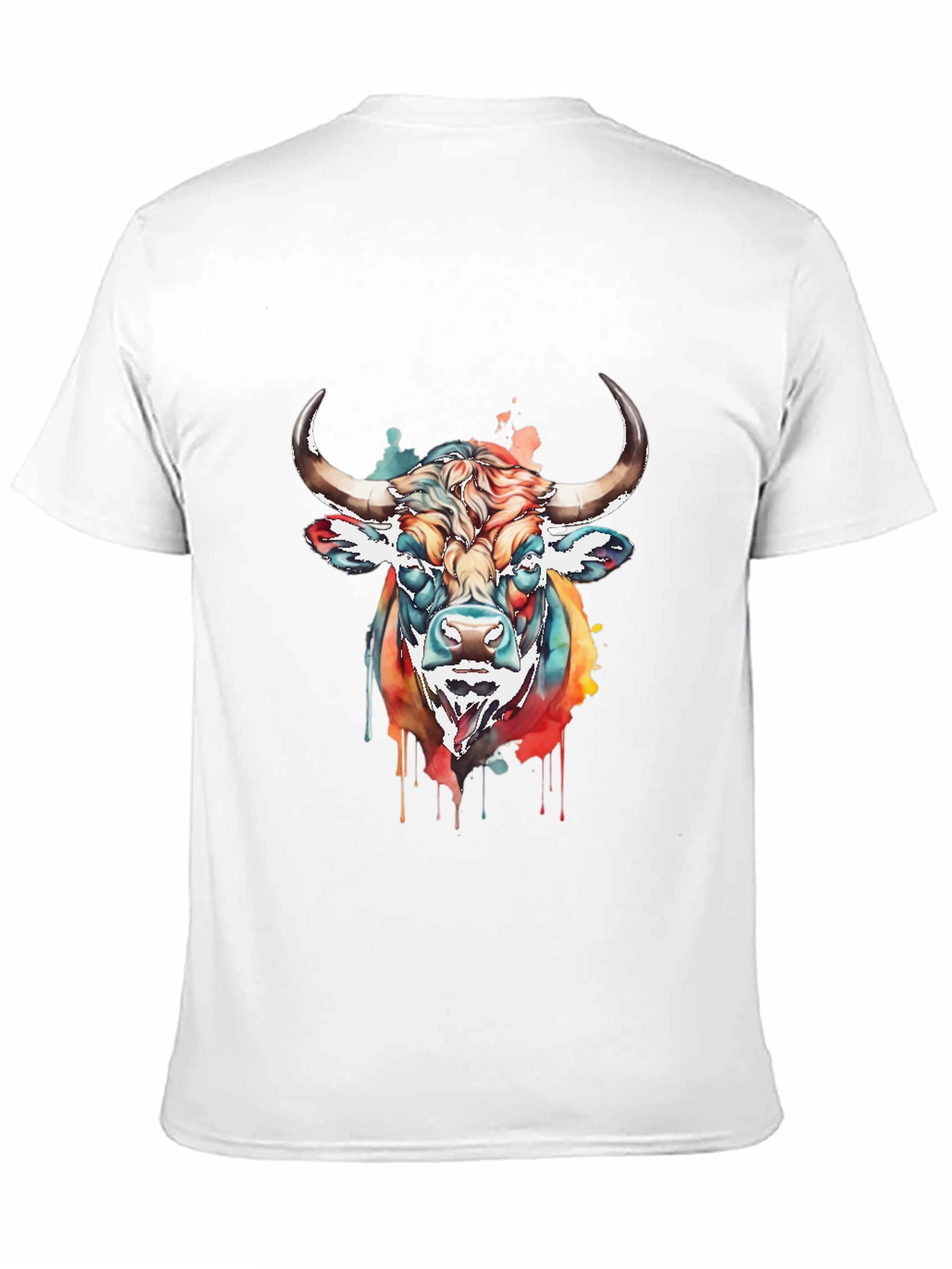 Black Colorful Bull Graphic Tee - Men's Black T-Shirt view 11