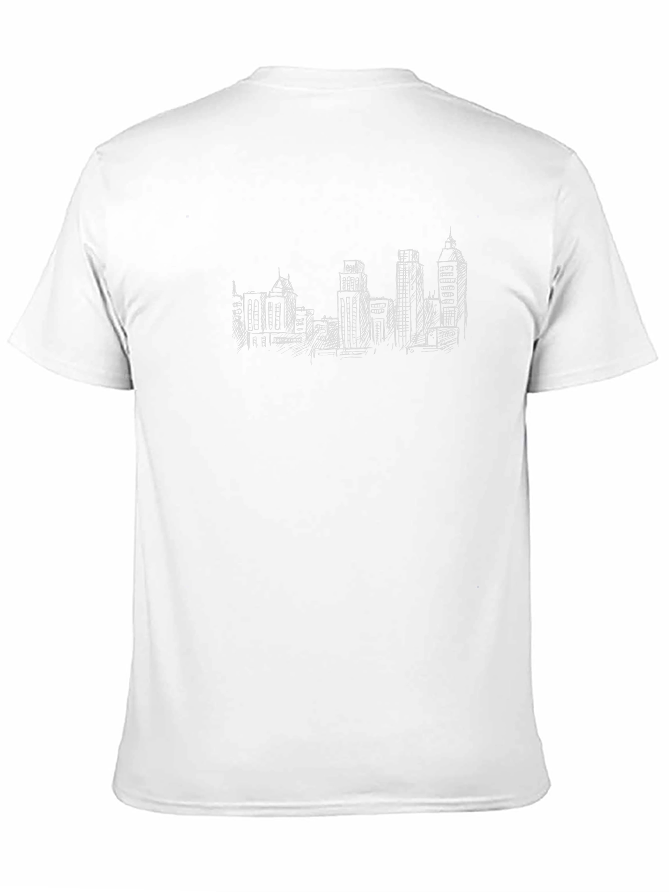 Black Cityscape Sketch Tee - Urban Style Black T-Shirt view 11