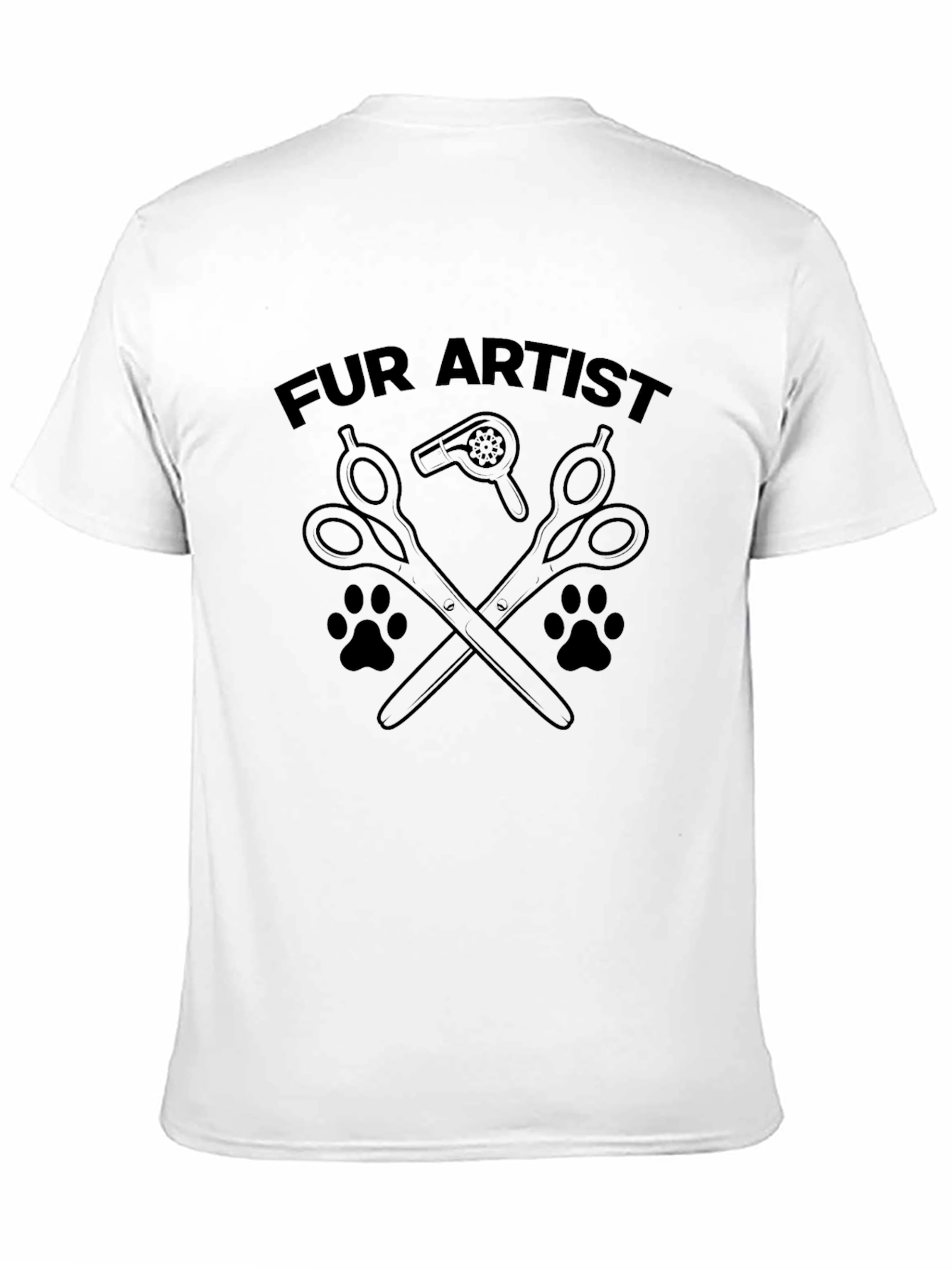 Black Fur Artist T-Shirt - Grooming Scissors & Paw Prints view 11
