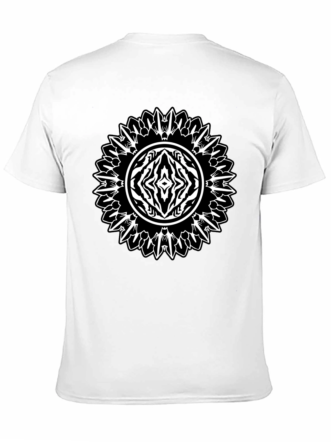 Black Geometric Mandala Graphic Tee - Black Cotton Casual Shirt view 11