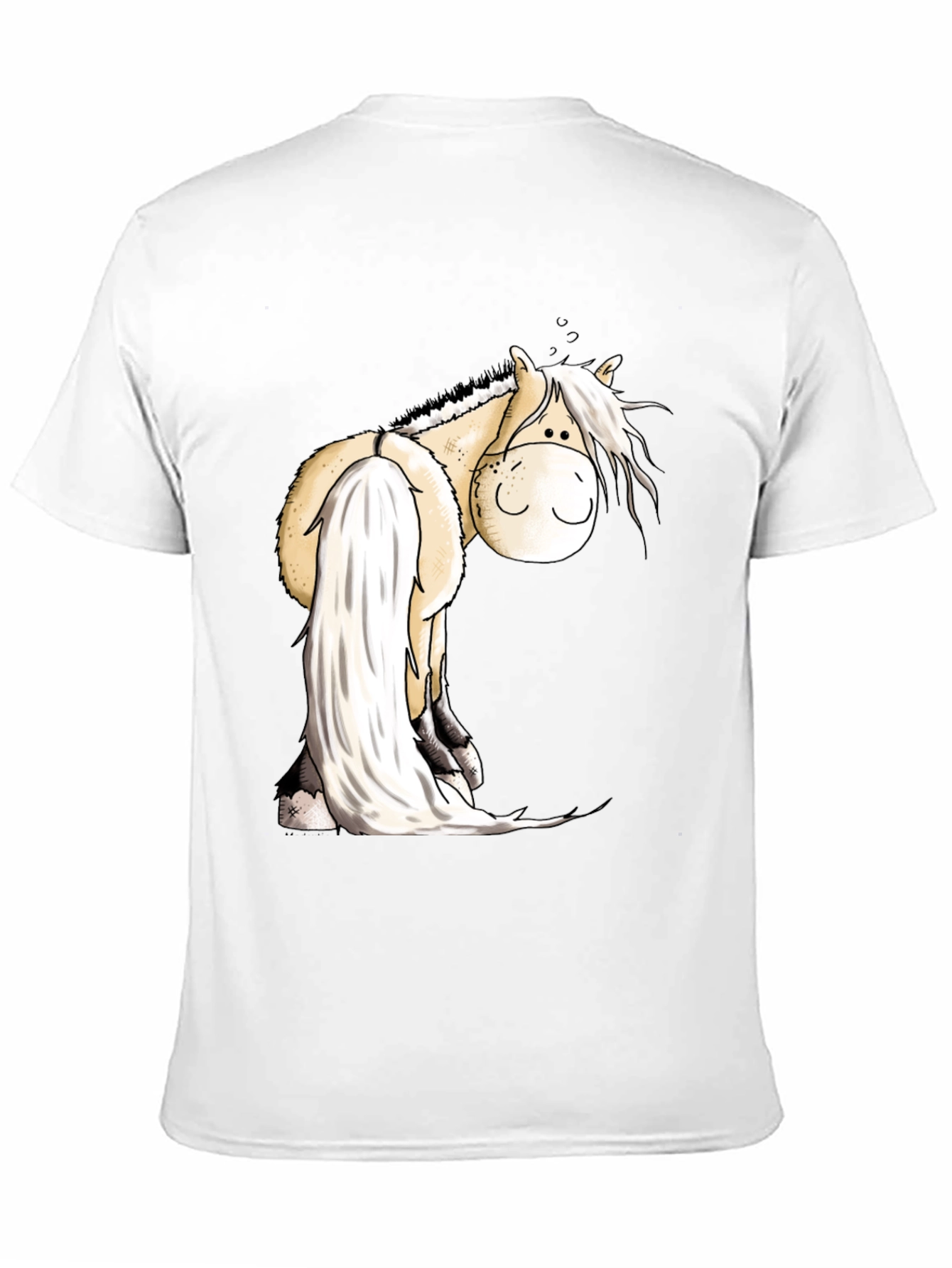 Black Cartoon Horse Graphic Tee - Soft Black Cotton Blend view 11