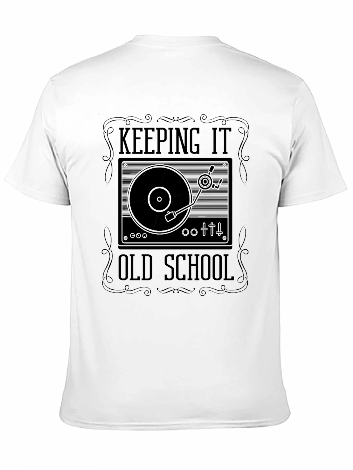Black Keeping It Old School T-Shirt - Vinyl Record Player view 11