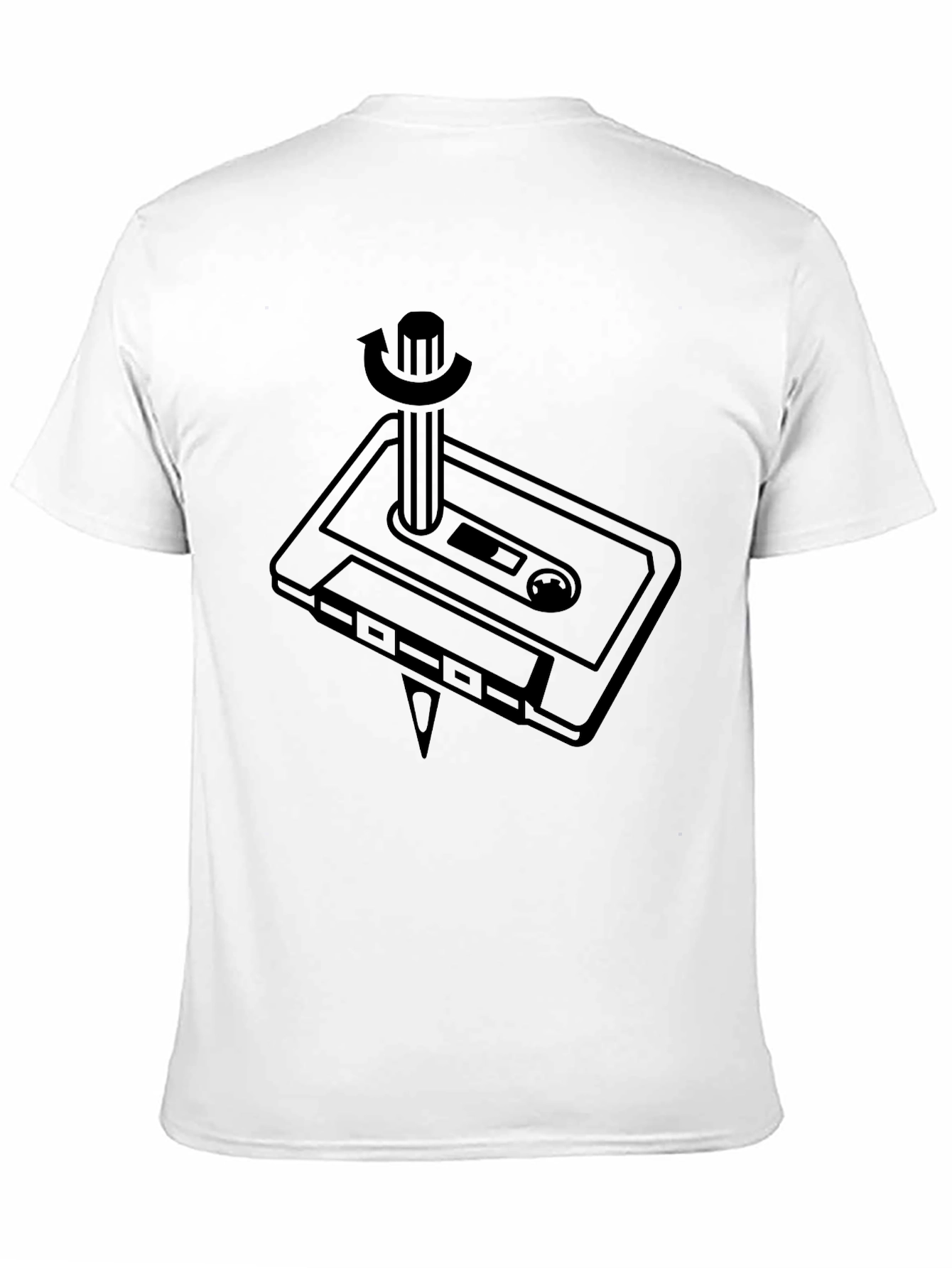 Black Retro Cassette Tape T-Shirt - Rewind Graphic Tee view 11