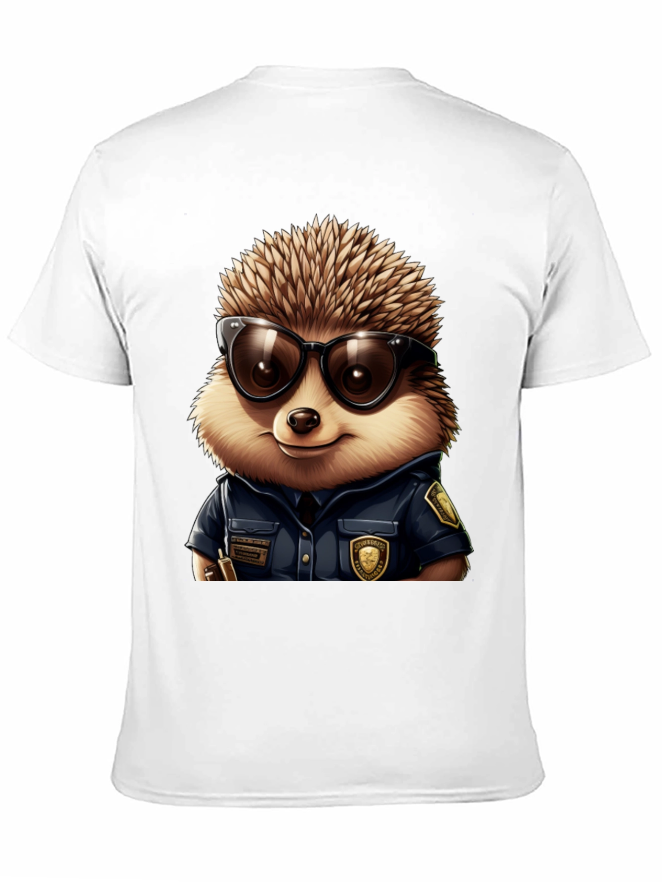 Black Cool Hedgehog Police T-Shirt view 11