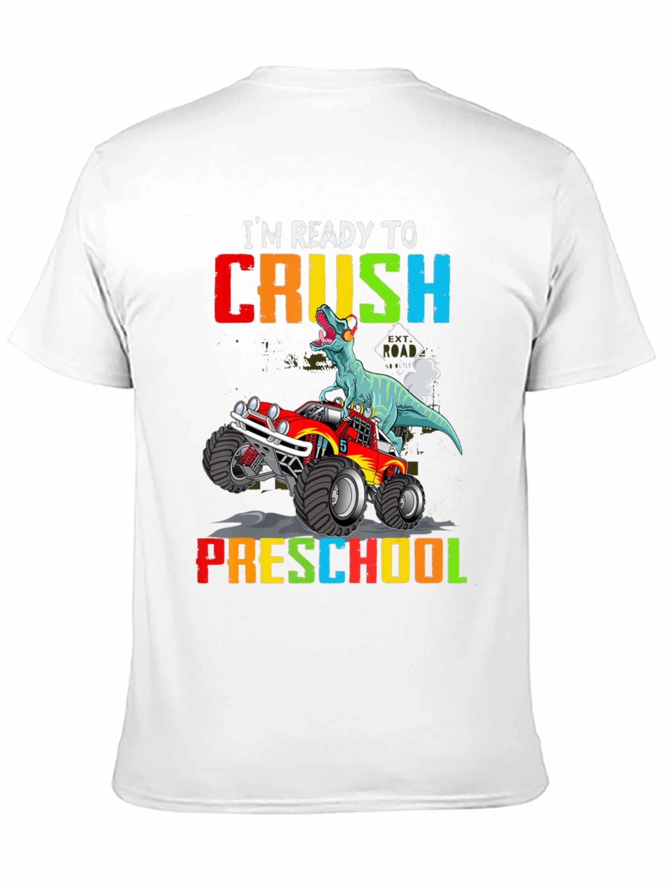 Black Ready to Crush Preschool Dinosaur Monster Truck T-Shirt view 11