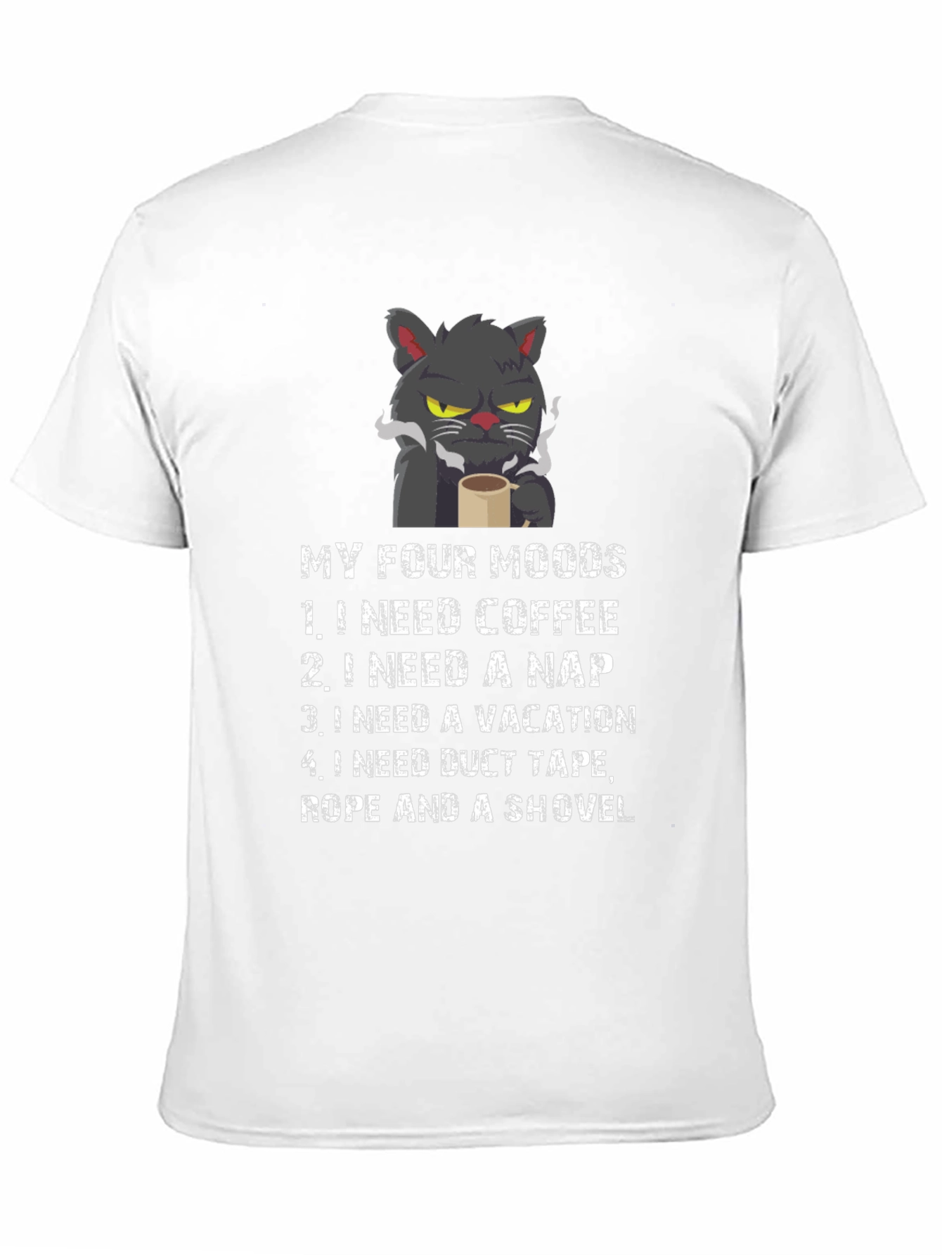 Black My Four Moods T-Shirt - Cat Coffee Nap Vacation view 11