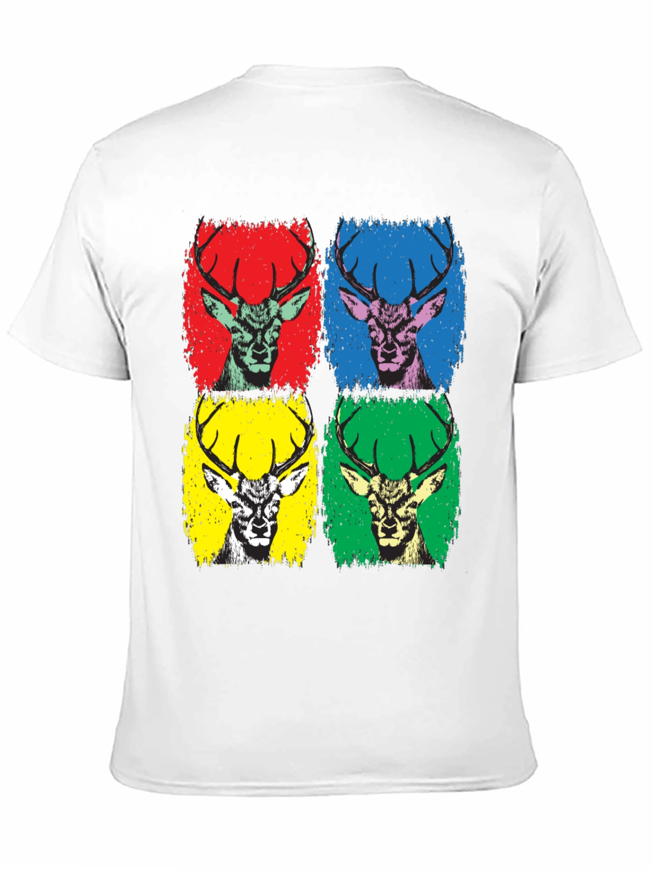 Black Pop Art Deer Graphic Tee - Black Cotton T-Shirt view 11