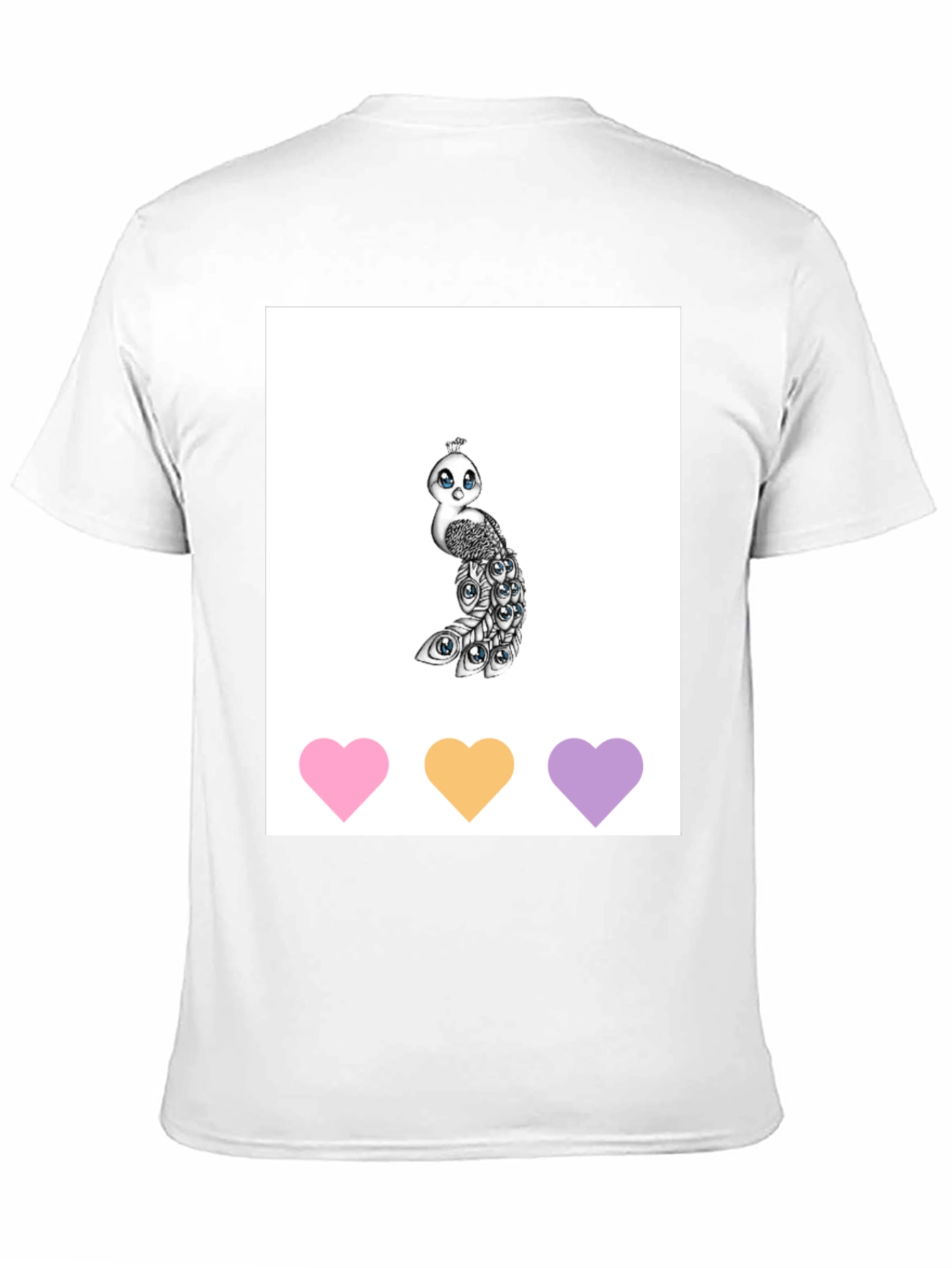 Black Cute Peacock Graphic Tee - Unisex Black T-Shirt view 11