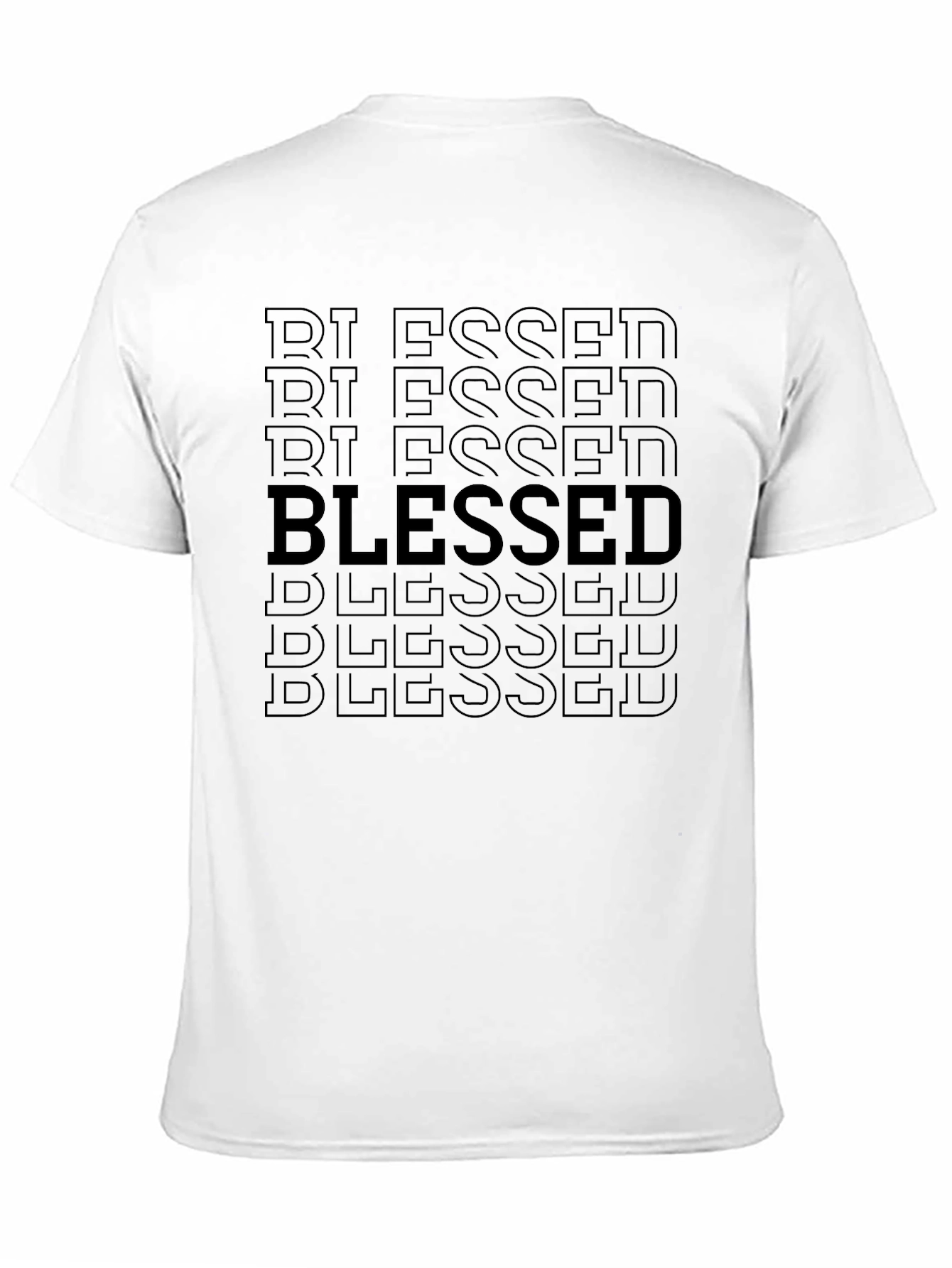 Black Blessed Graphic Print Black Crew Neck T-Shirt view 11