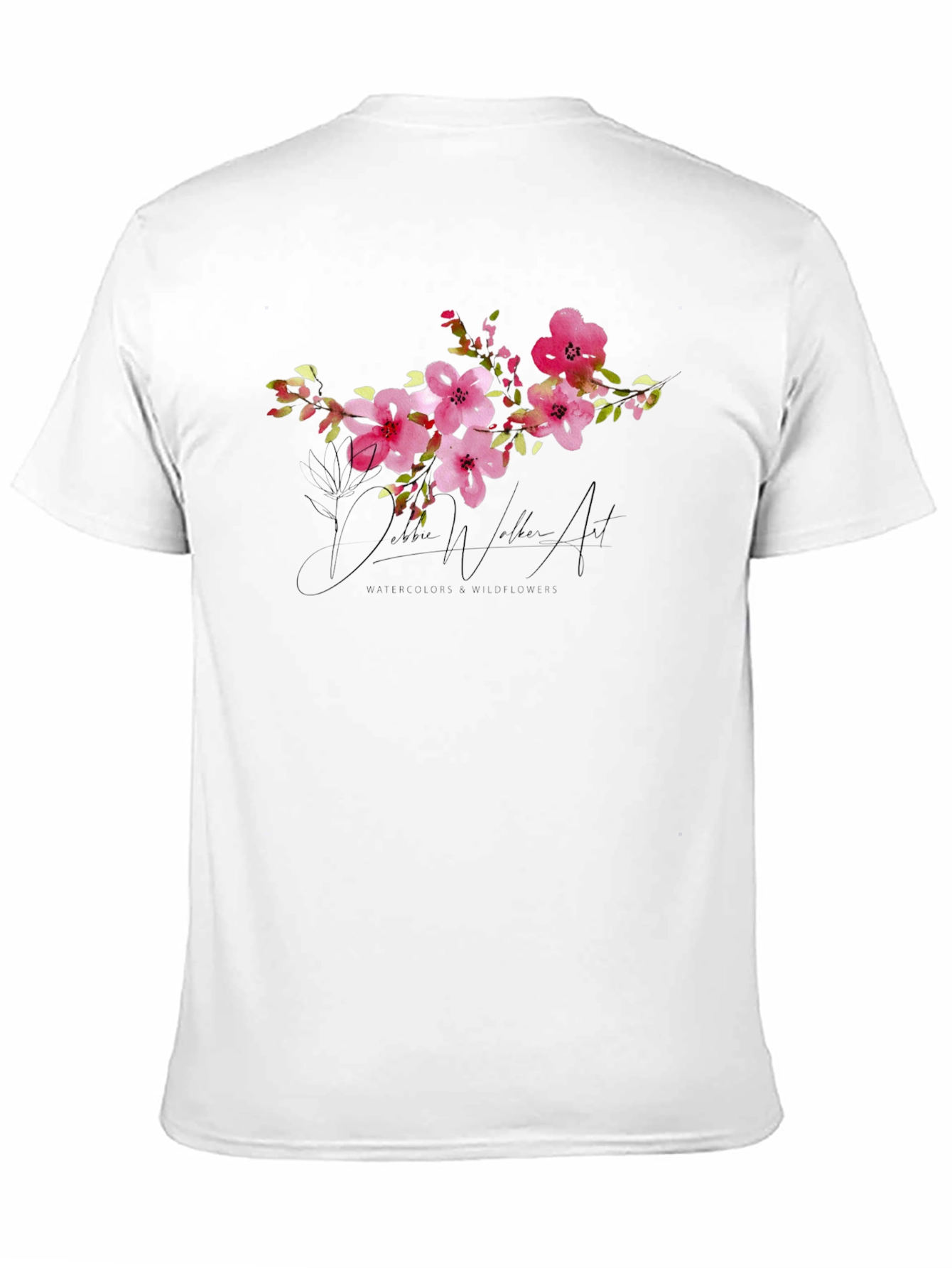 Black Floral Watercolor Art T-Shirt - Unique Design view 11