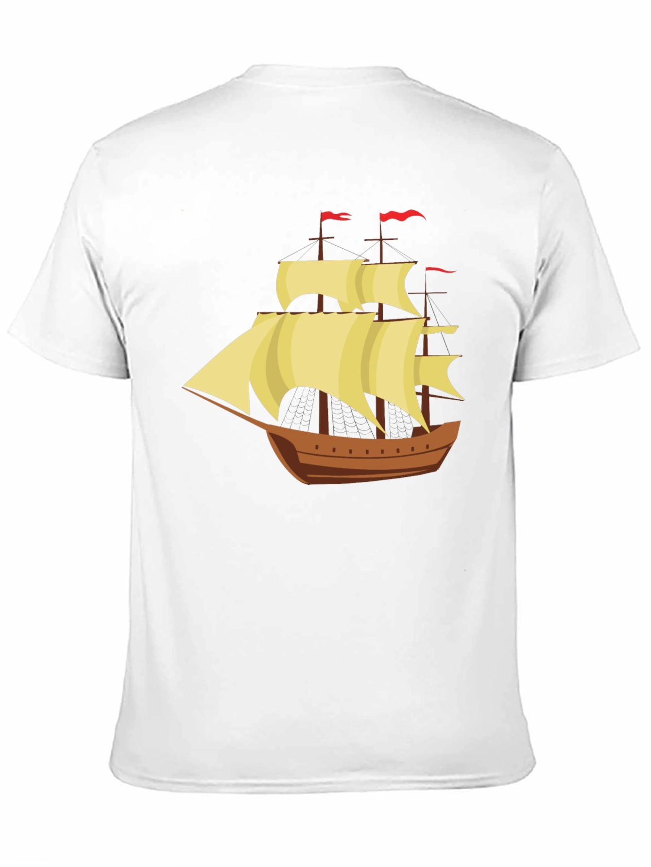 Black Vintage Sailing Ship Graphic Tee - Black Cotton T-Shirt view 11
