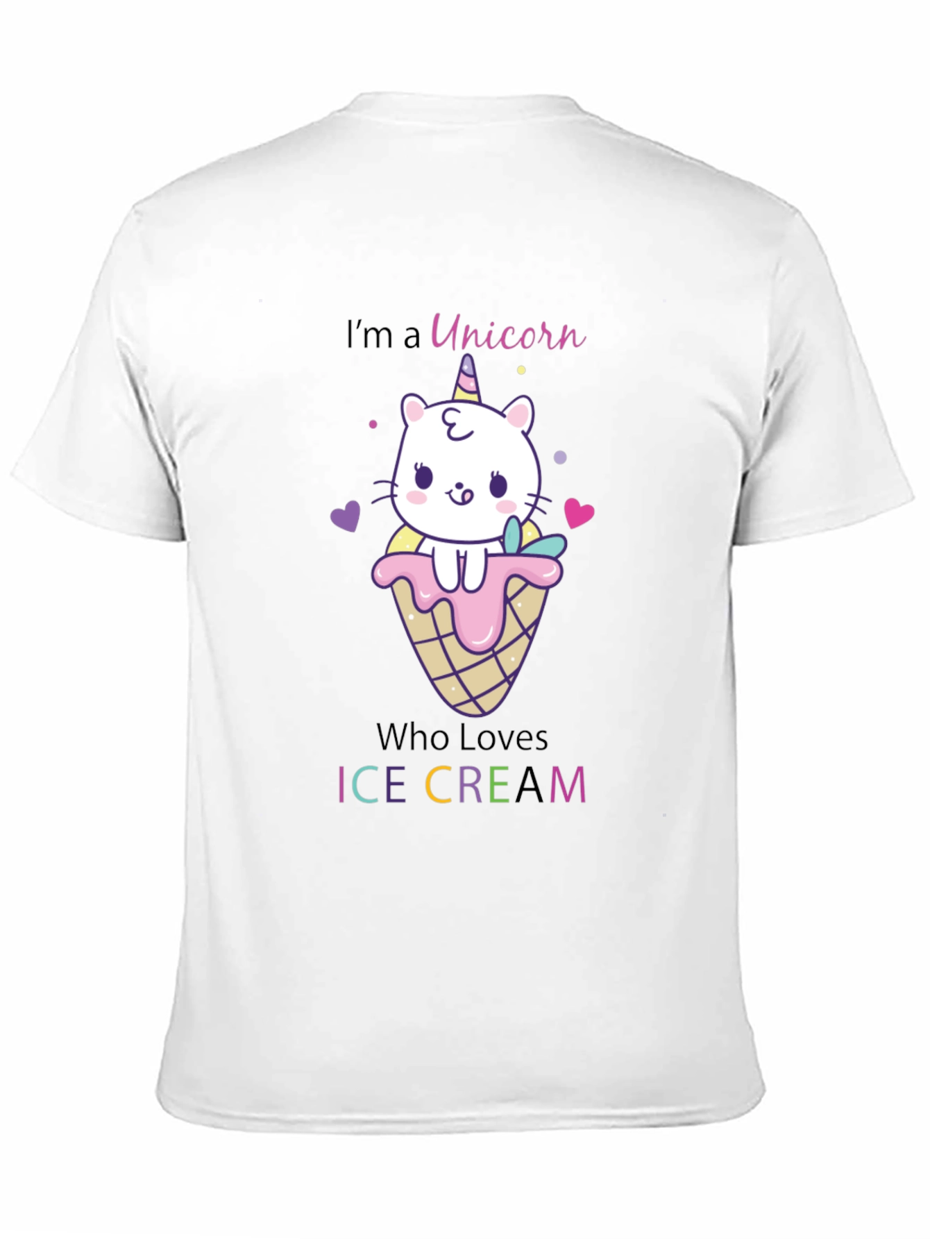 Black Unicorn Cat Ice Cream Graphic T-Shirt view 11