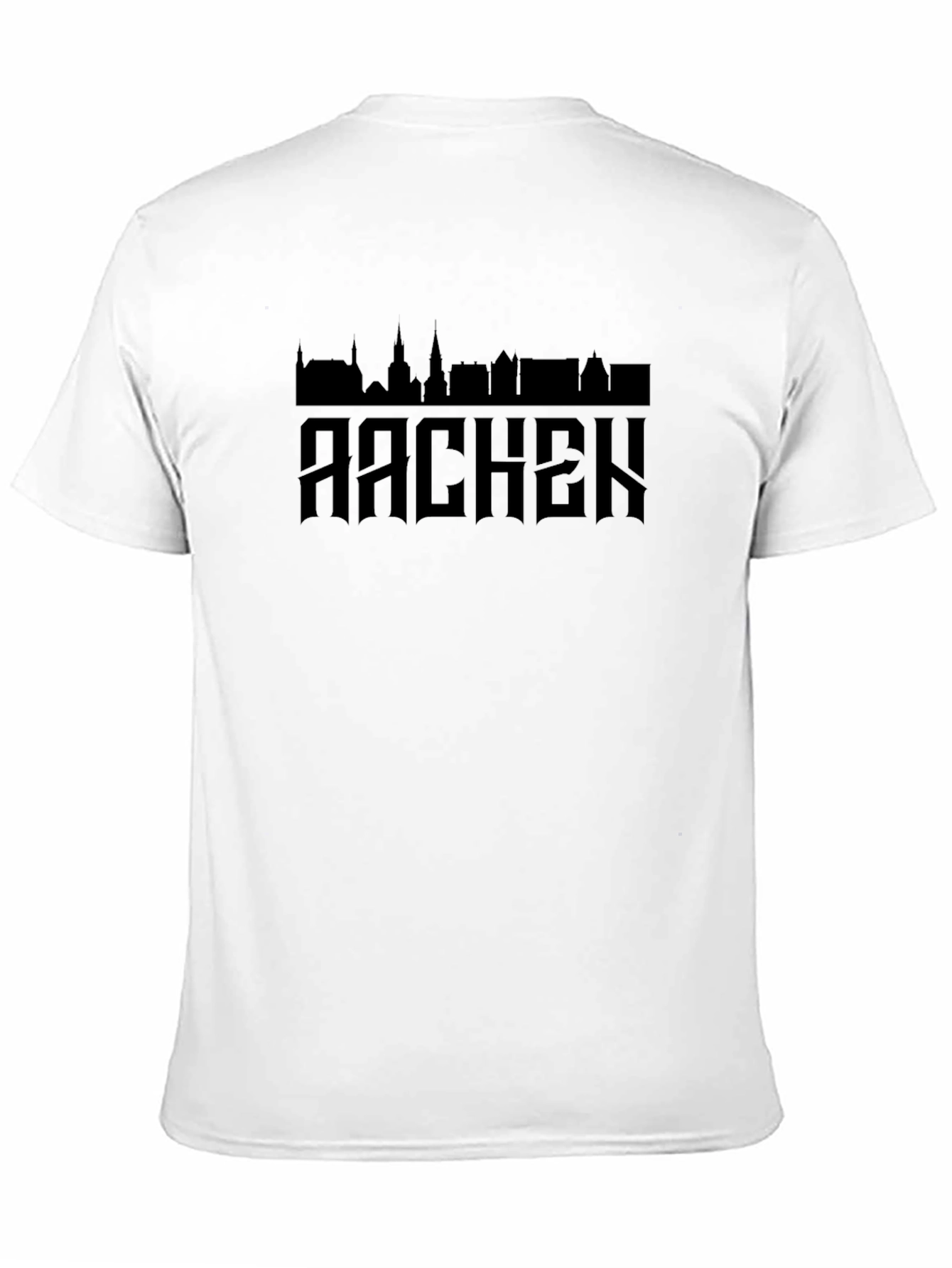 Black Aachen City Skyline Men's Black T-Shirt view 11