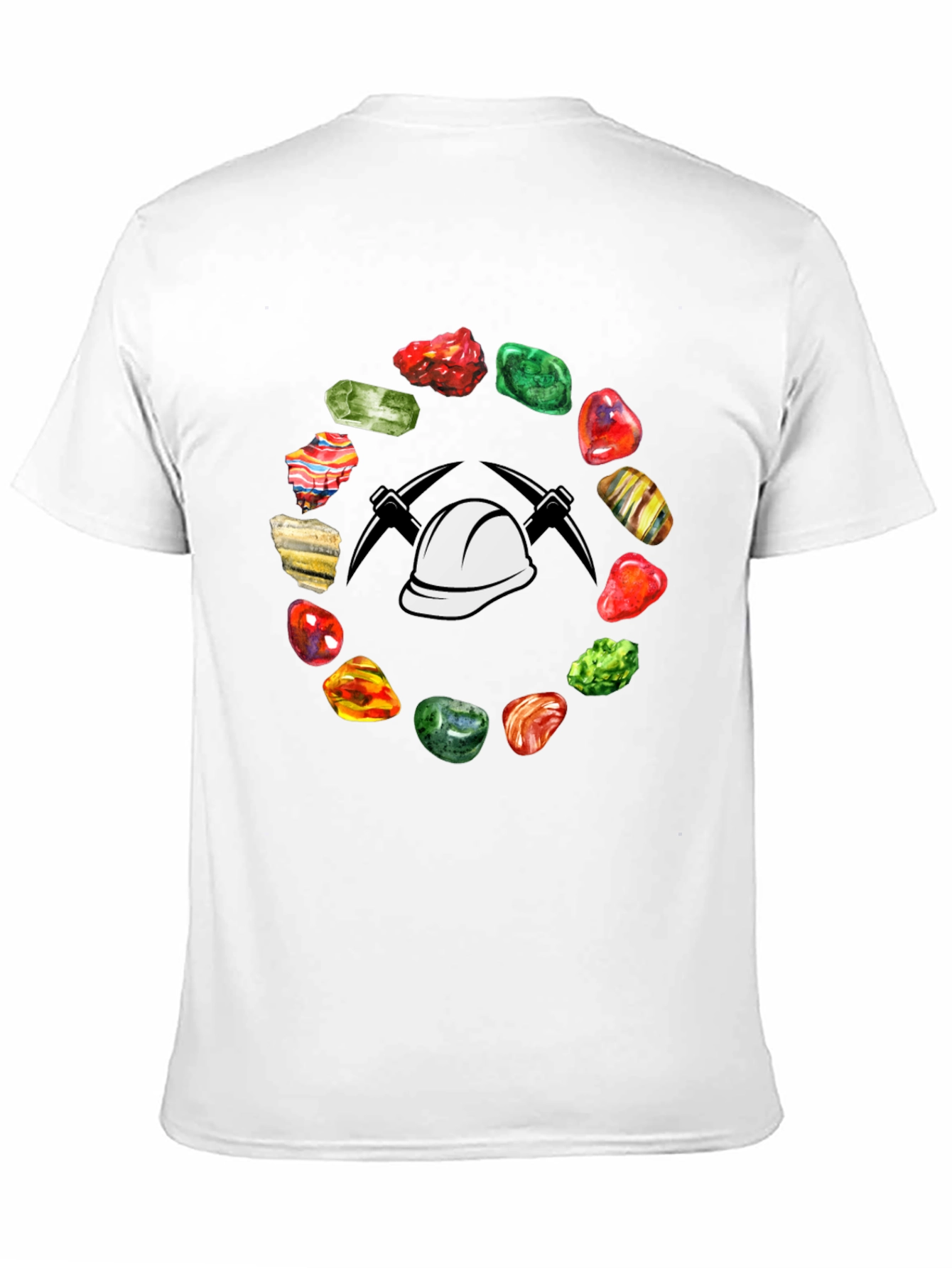 Black Miner T-Shirt: Gemstone Circle with Hard Hat & Pickaxes view 11