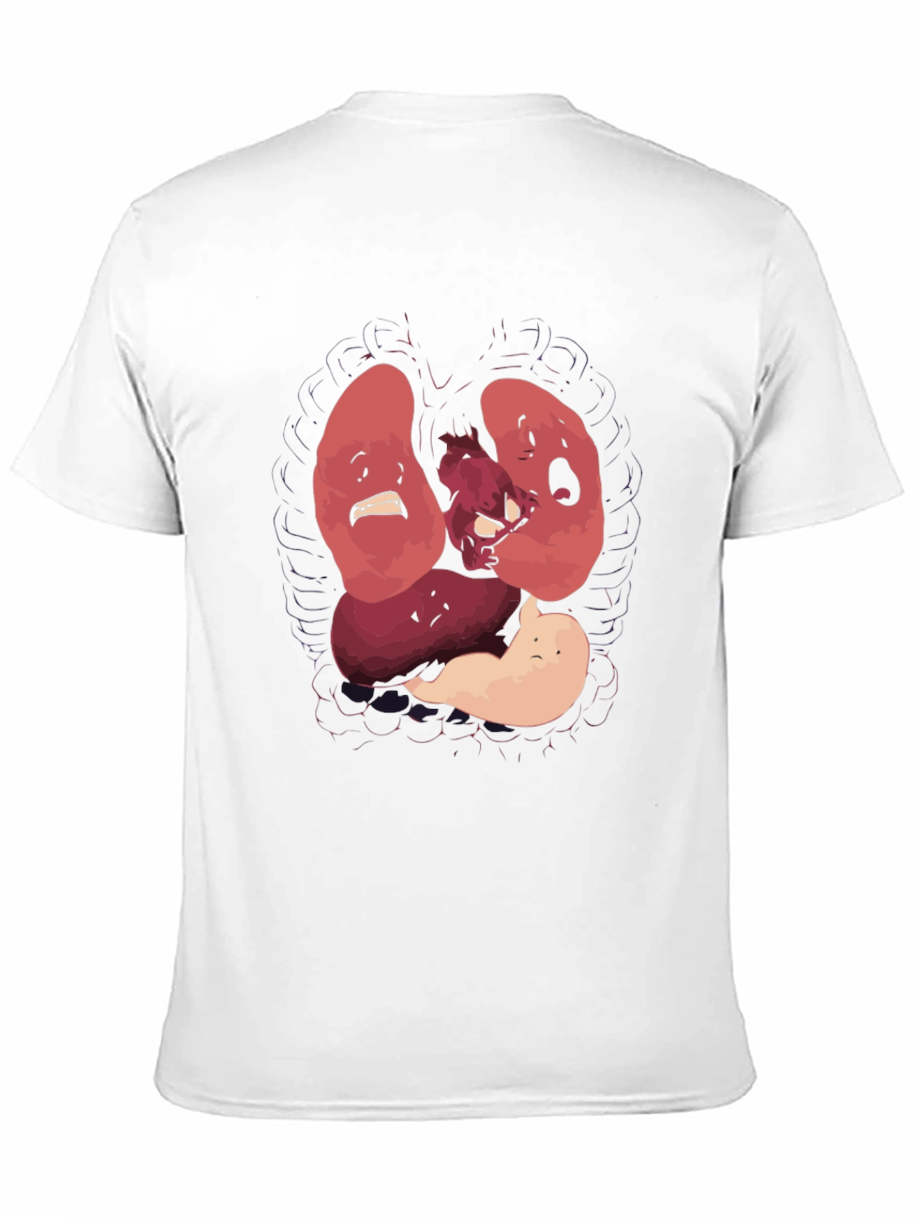 Black Anatomical T-Shirt Funny Organs Cartoon Tee view 11