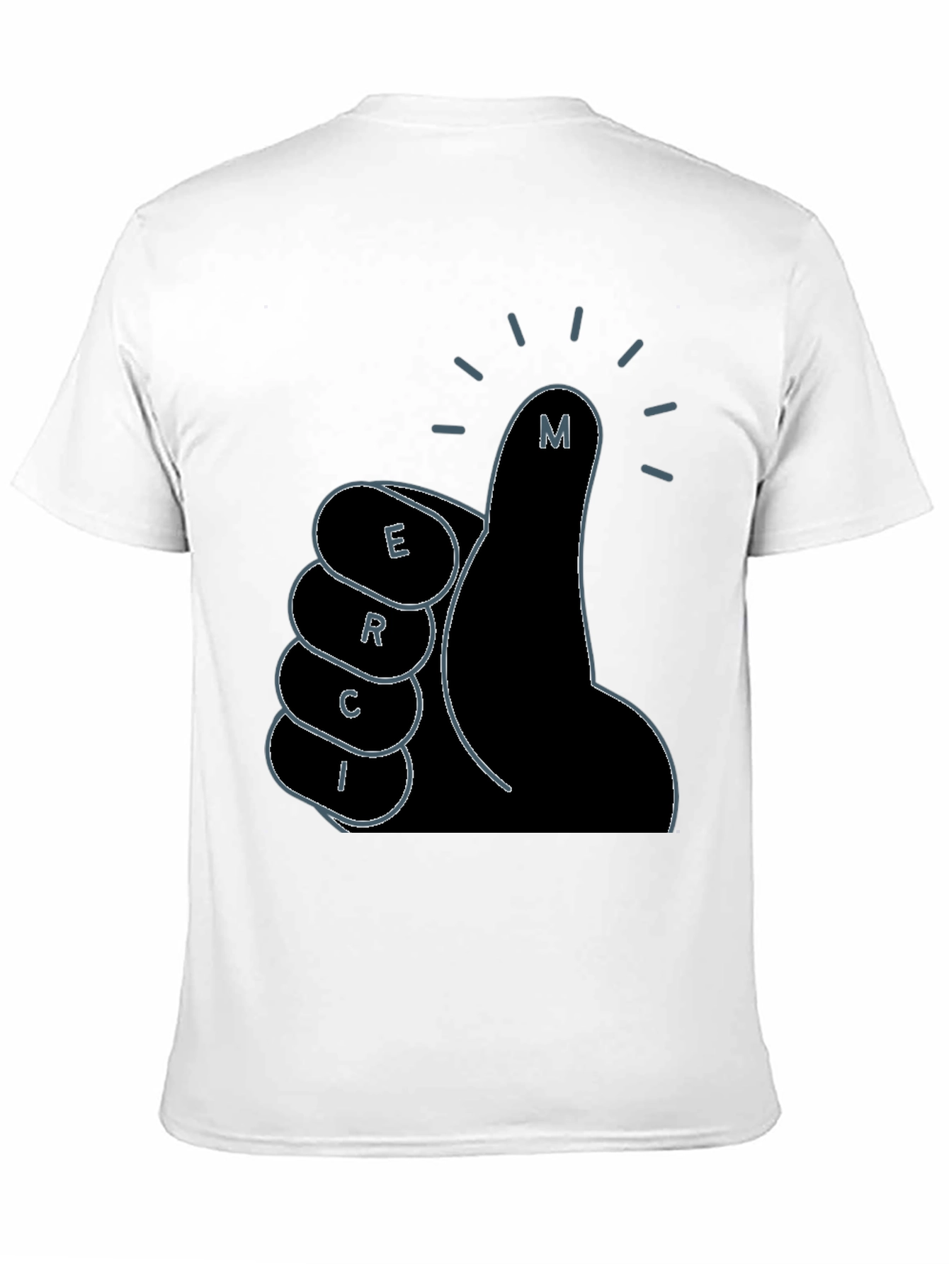 Black Merci Thumbs Up Graphic Tee - Black Cotton T-Shirt view 11
