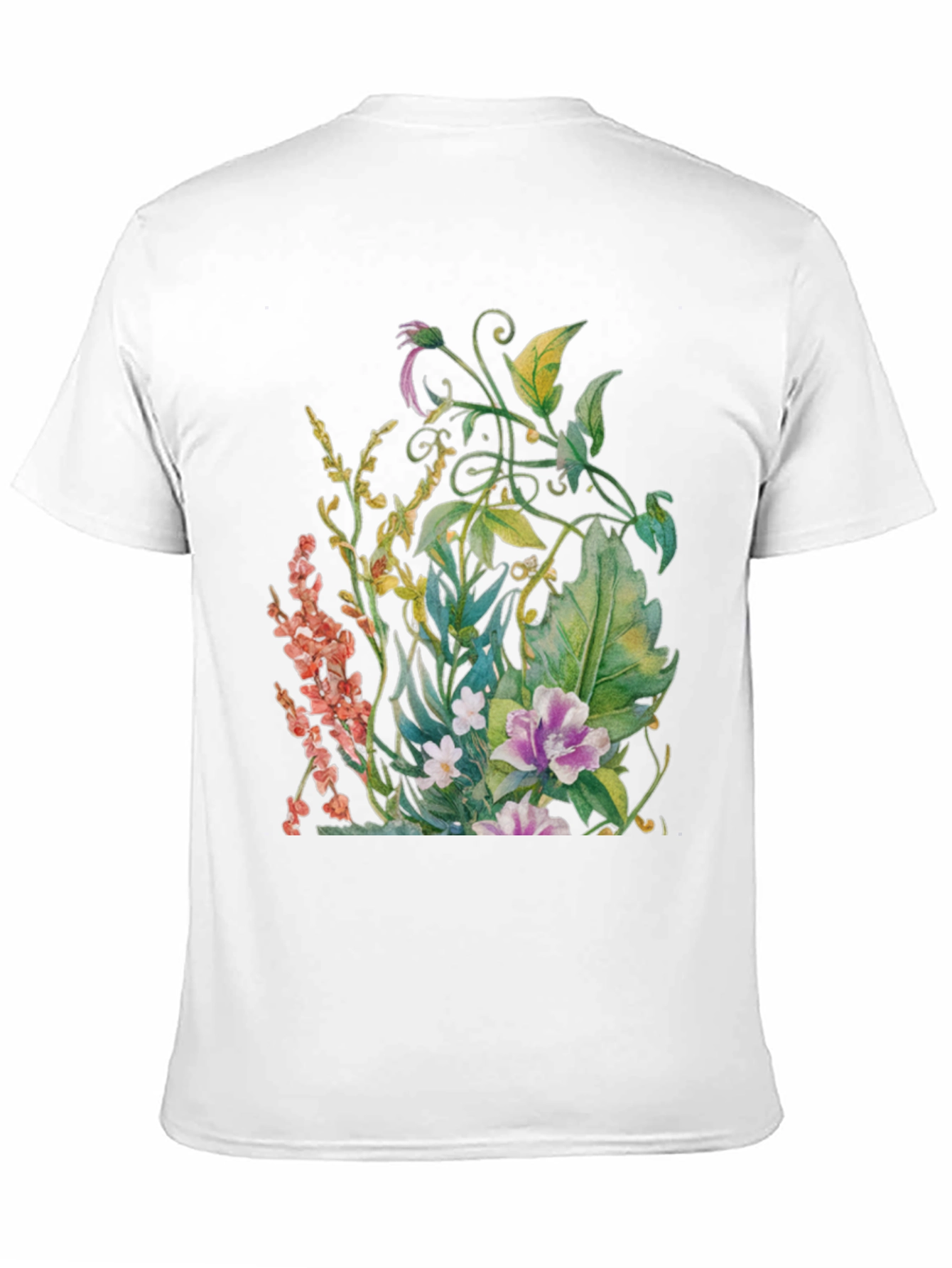 Black Floral Garden Watercolor Black T-Shirt view 11