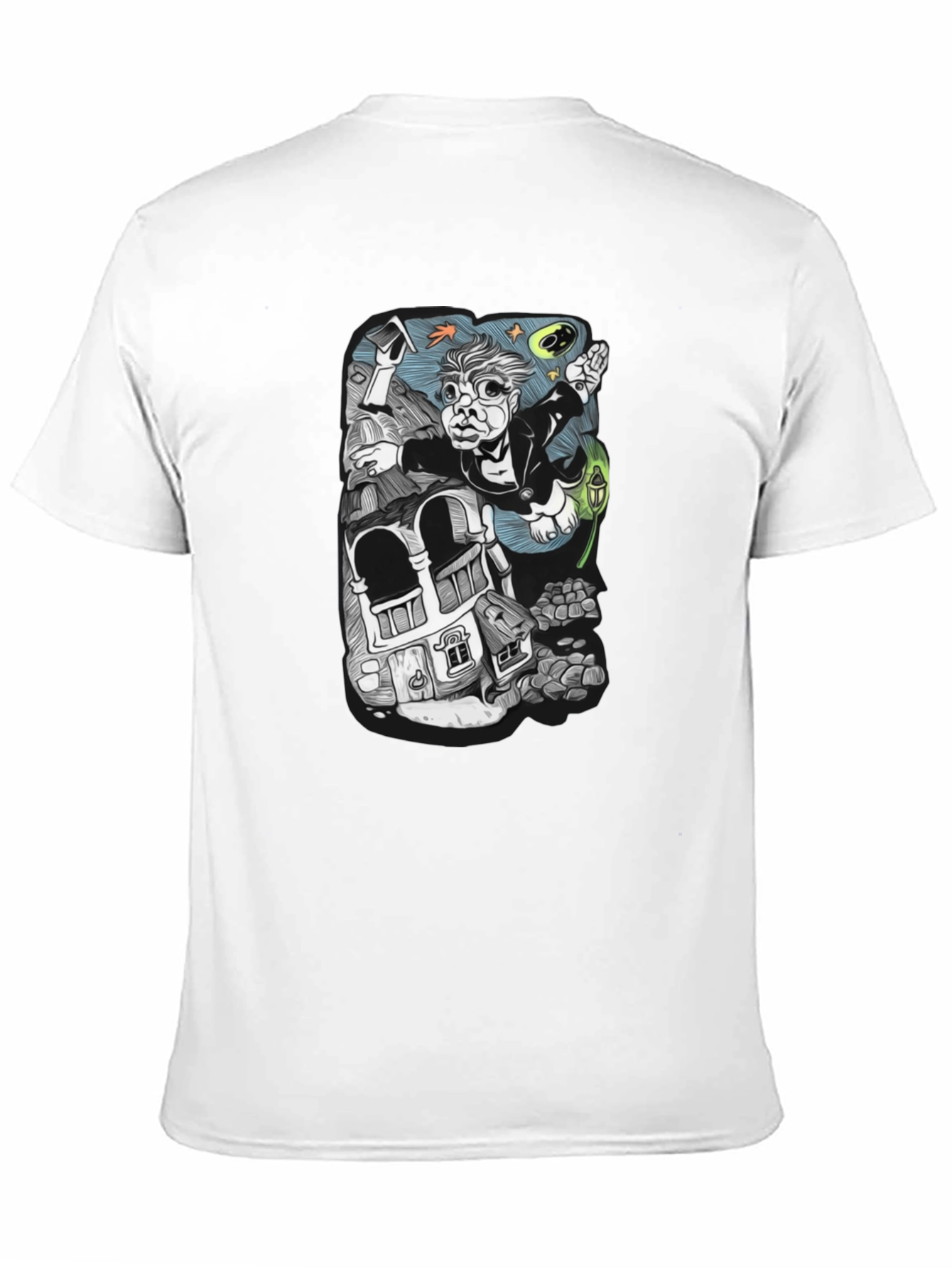 Black Surreal Cartoon T-Shirt - Black Cotton view 11