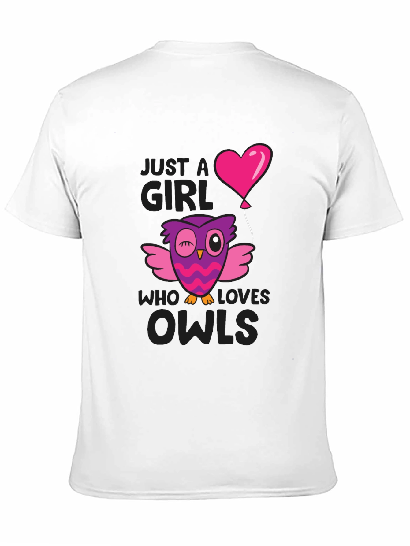 Black Just A Girl Who Loves Owls T-Shirt view 11