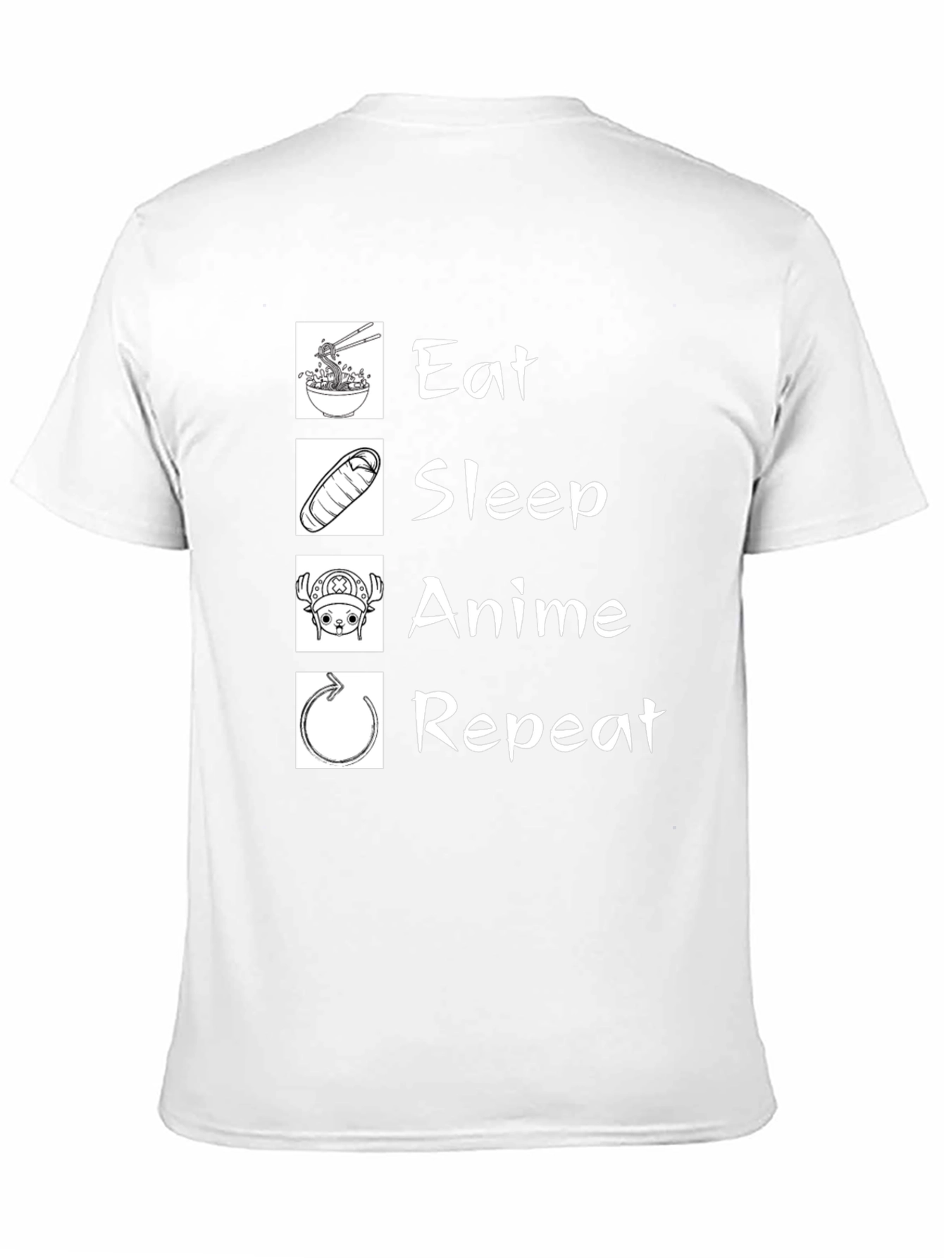 Black Eat Sleep Anime Repeat T-Shirt - Black Cotton Graphic Tee view 11
