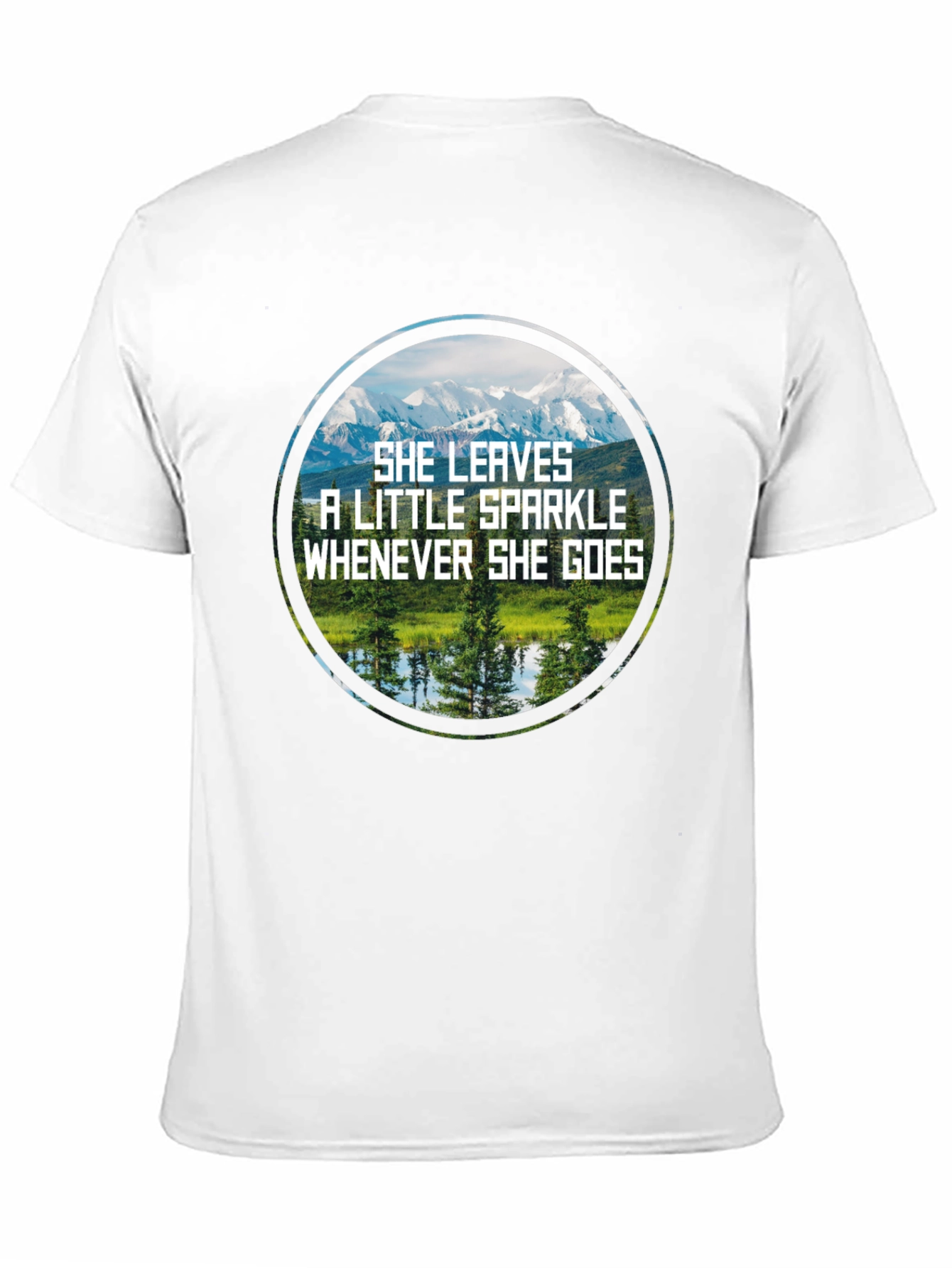 Black Sparkle Mountain Scene Black T-Shirt view 11