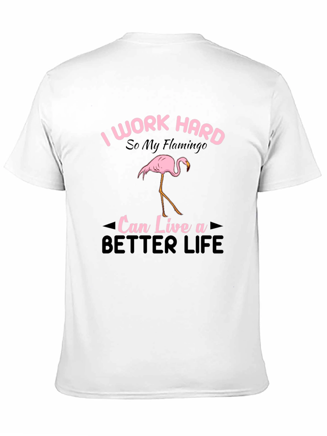 Black I Work Hard Flamingo Graphic T-Shirt view 11