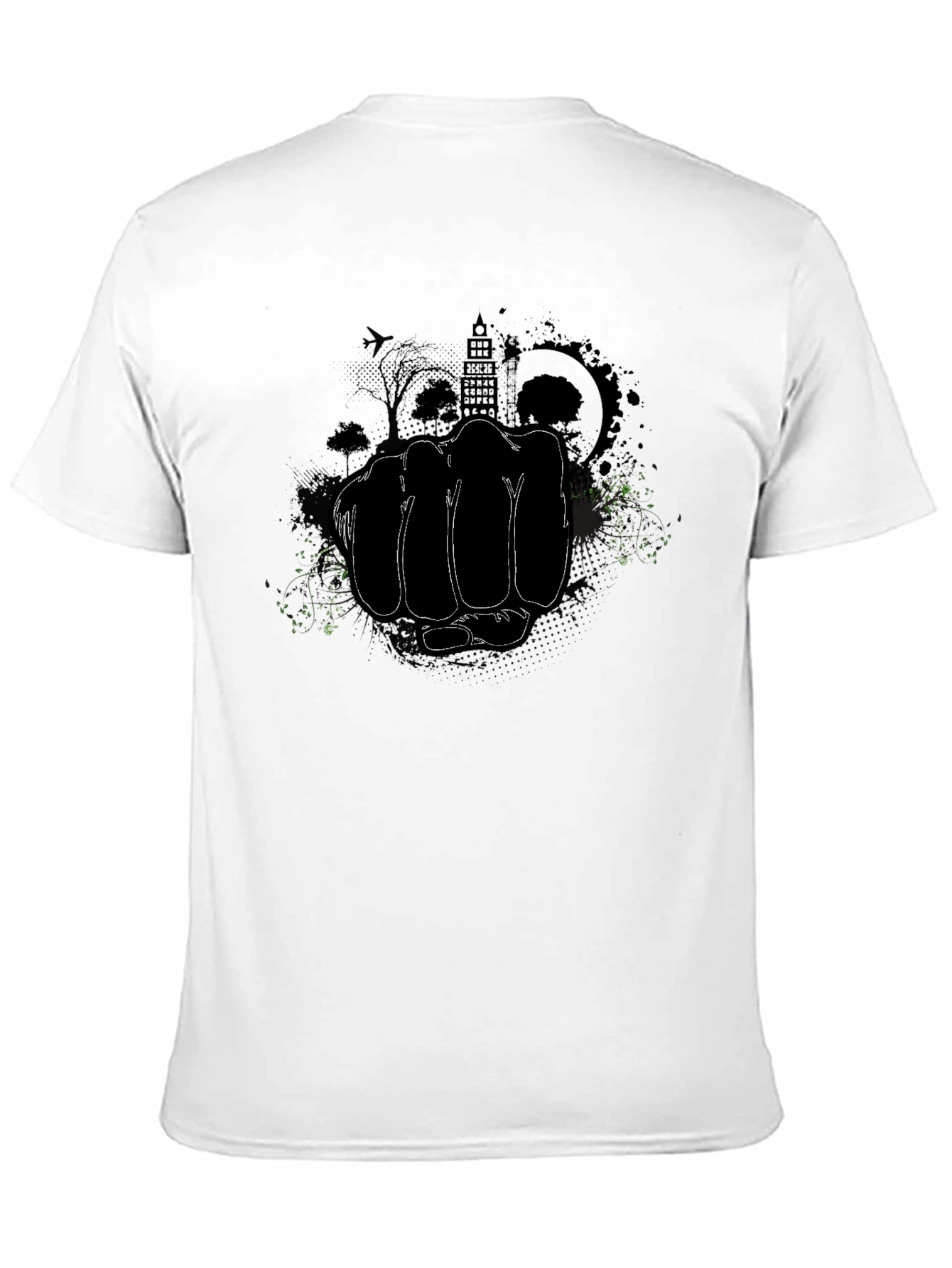 Black Urban Fist Graphic Tee - Black Cotton T-Shirt view 11