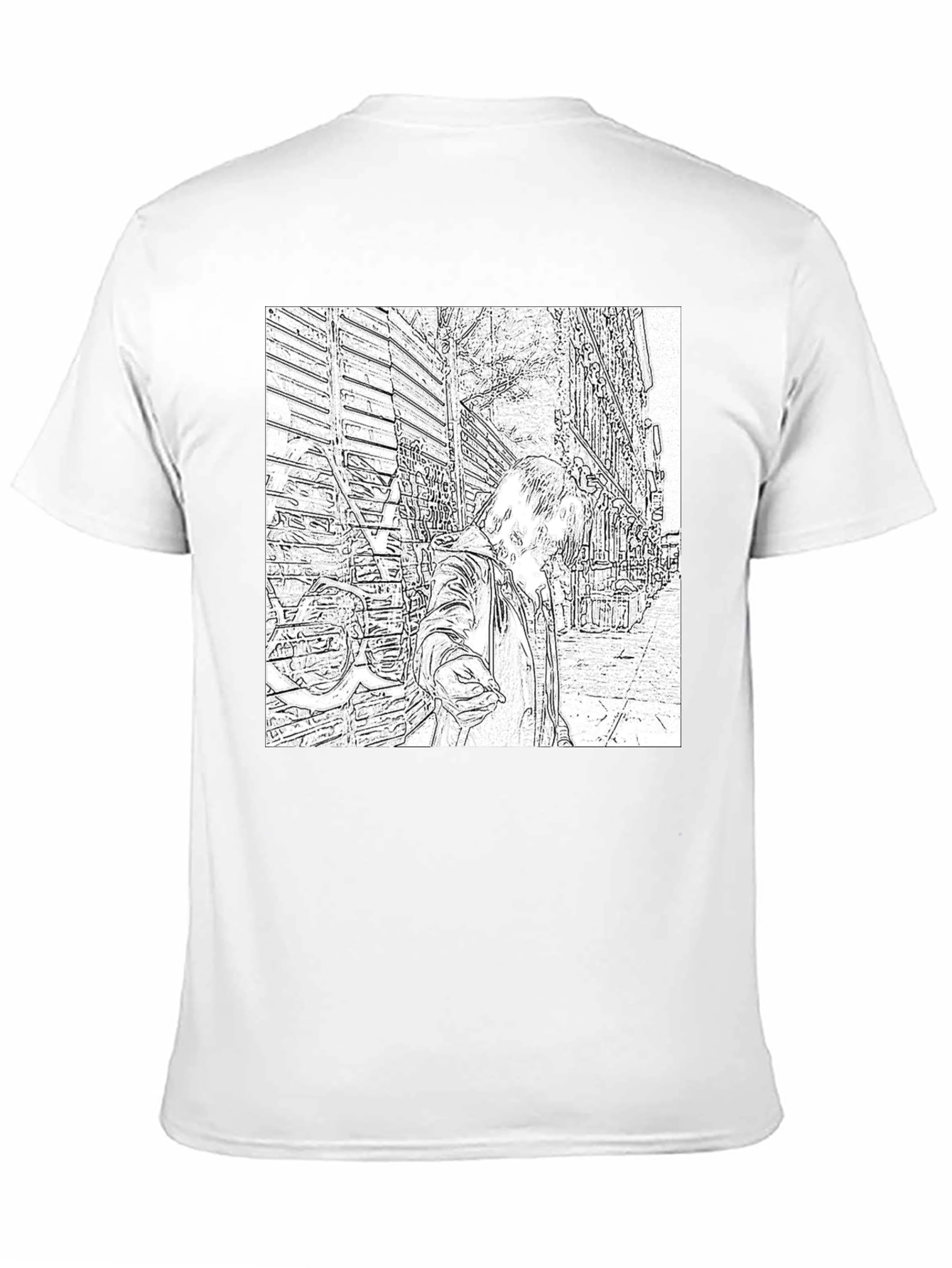 Black Monochrome Sketch Art Tee view 11