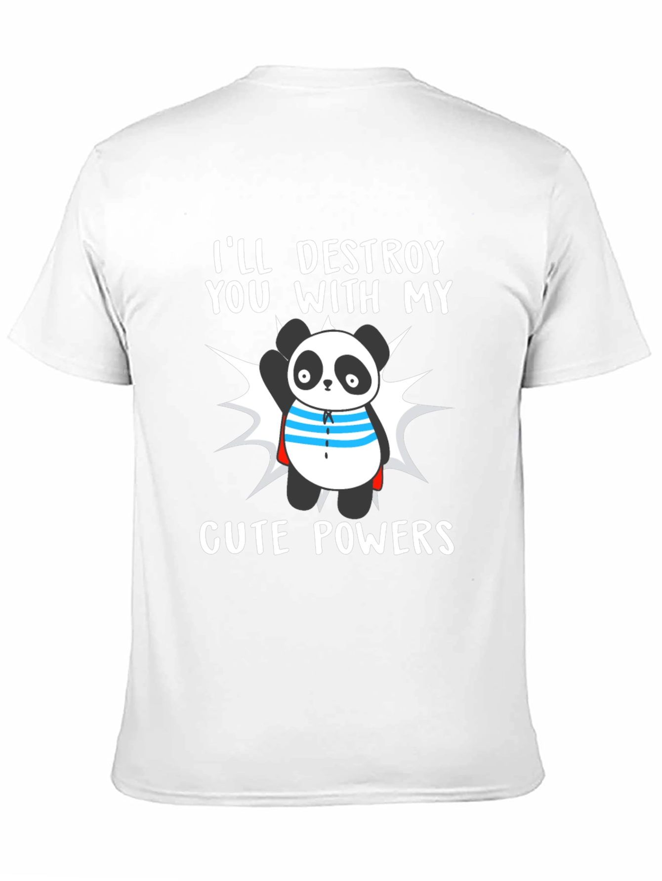 Black Cute Panda Powers T-Shirt - Funny Cartoon Tee view 11