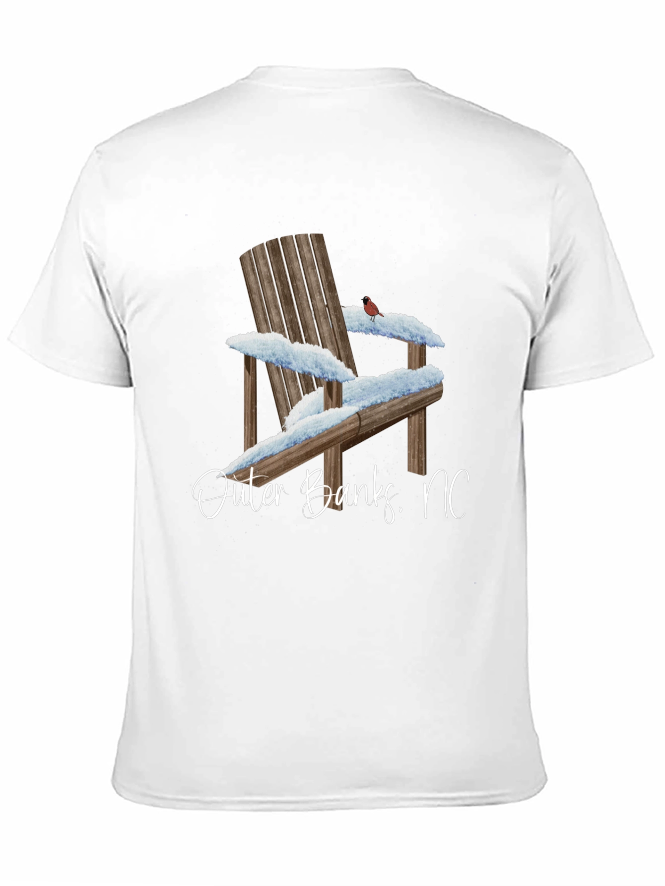 Black Outer Banks NC Winter Adirondack Chair Graphic T-Shirt view 11