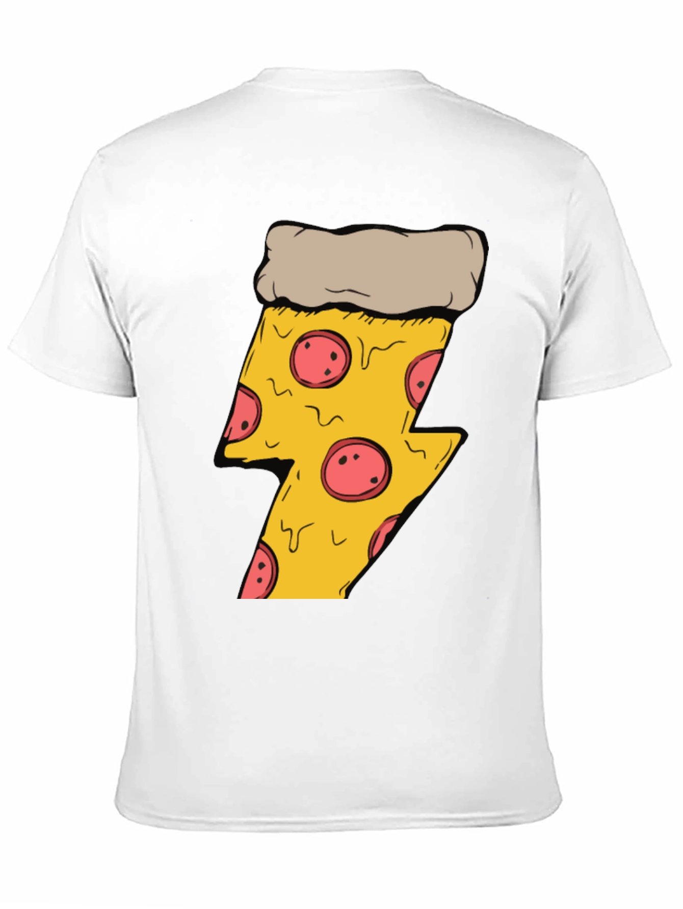 Black Pizza Lightning Bolt T-Shirt - Black Cotton Tee view 11