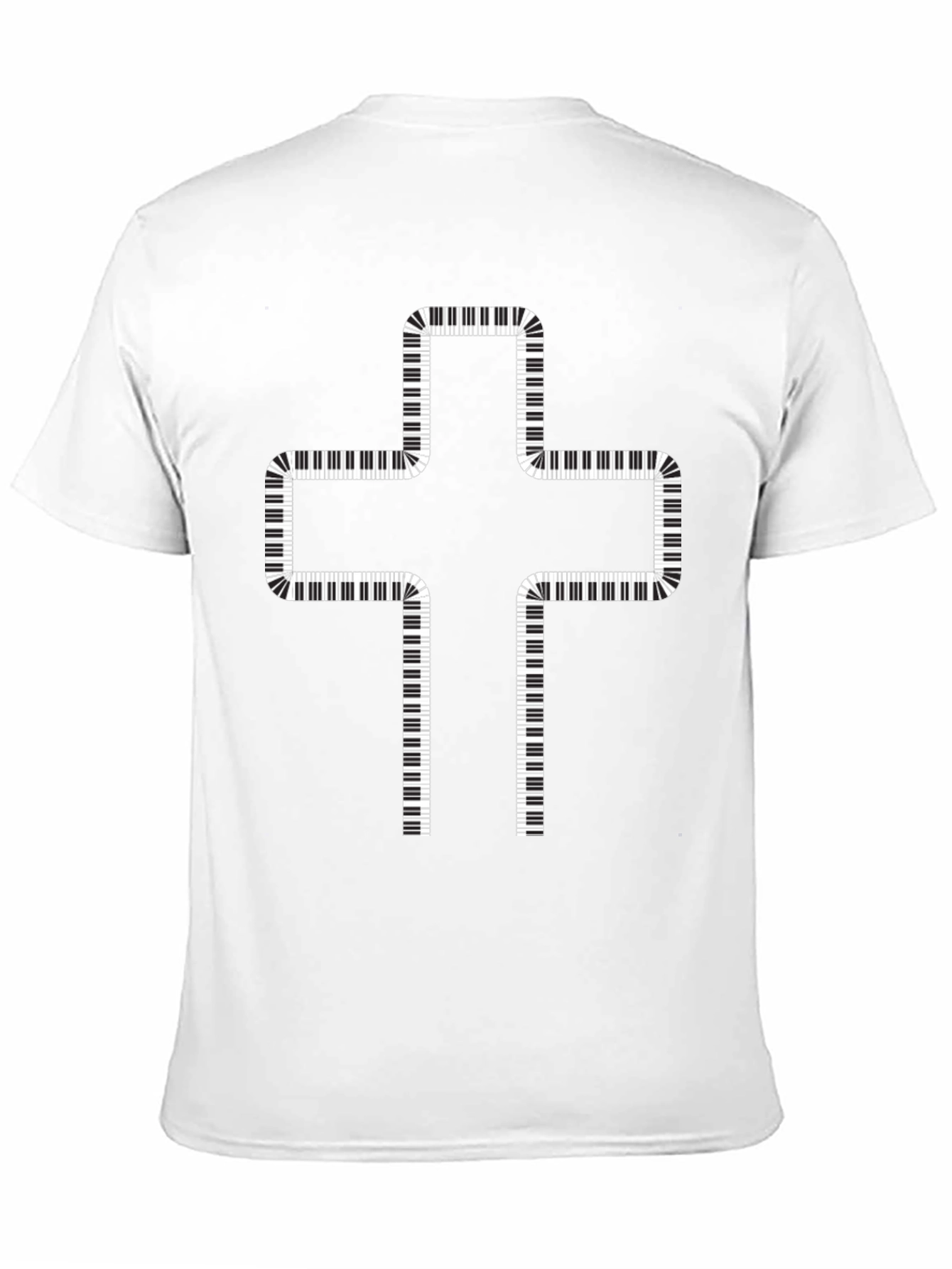 Black Piano Keys Cross Graphic T-Shirt view 11