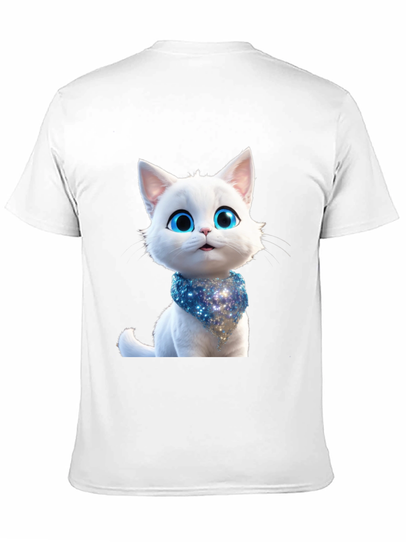 Black Cute Cartoon Cat Graphic Tee - Unisex Black T-Shirt view 11