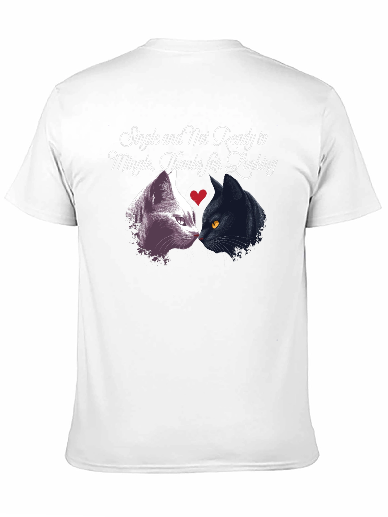 Black Single Not Ready to Mingle Cat T-Shirt view 11