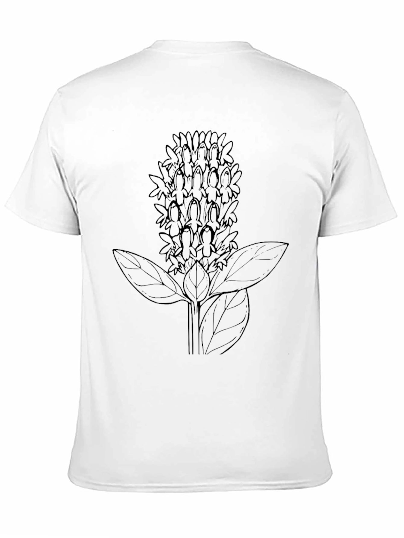 Black Floral Line Art Black T-Shirt view 11
