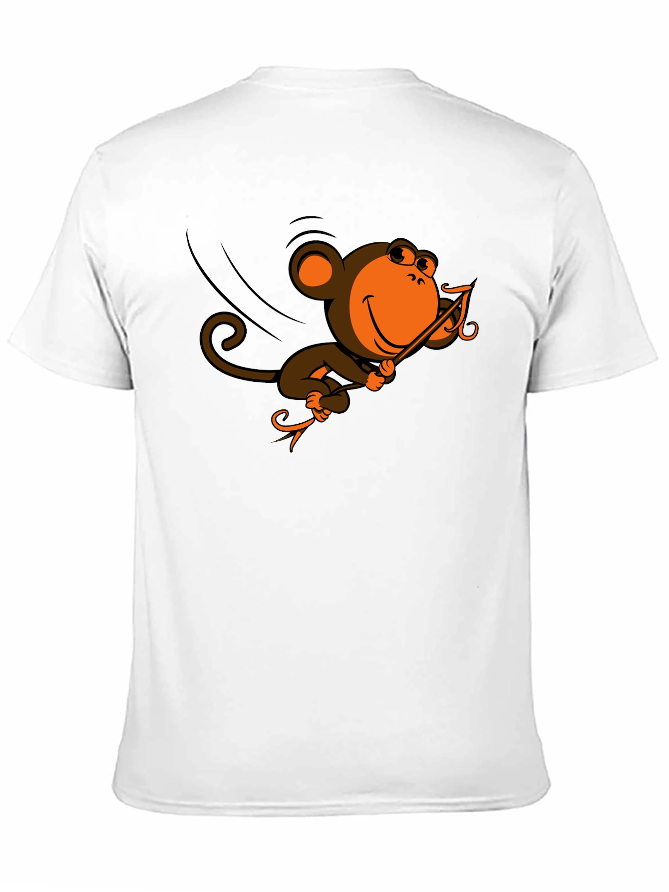 Black Monkey Swinging T-Shirt - Fun Cartoon Design view 11