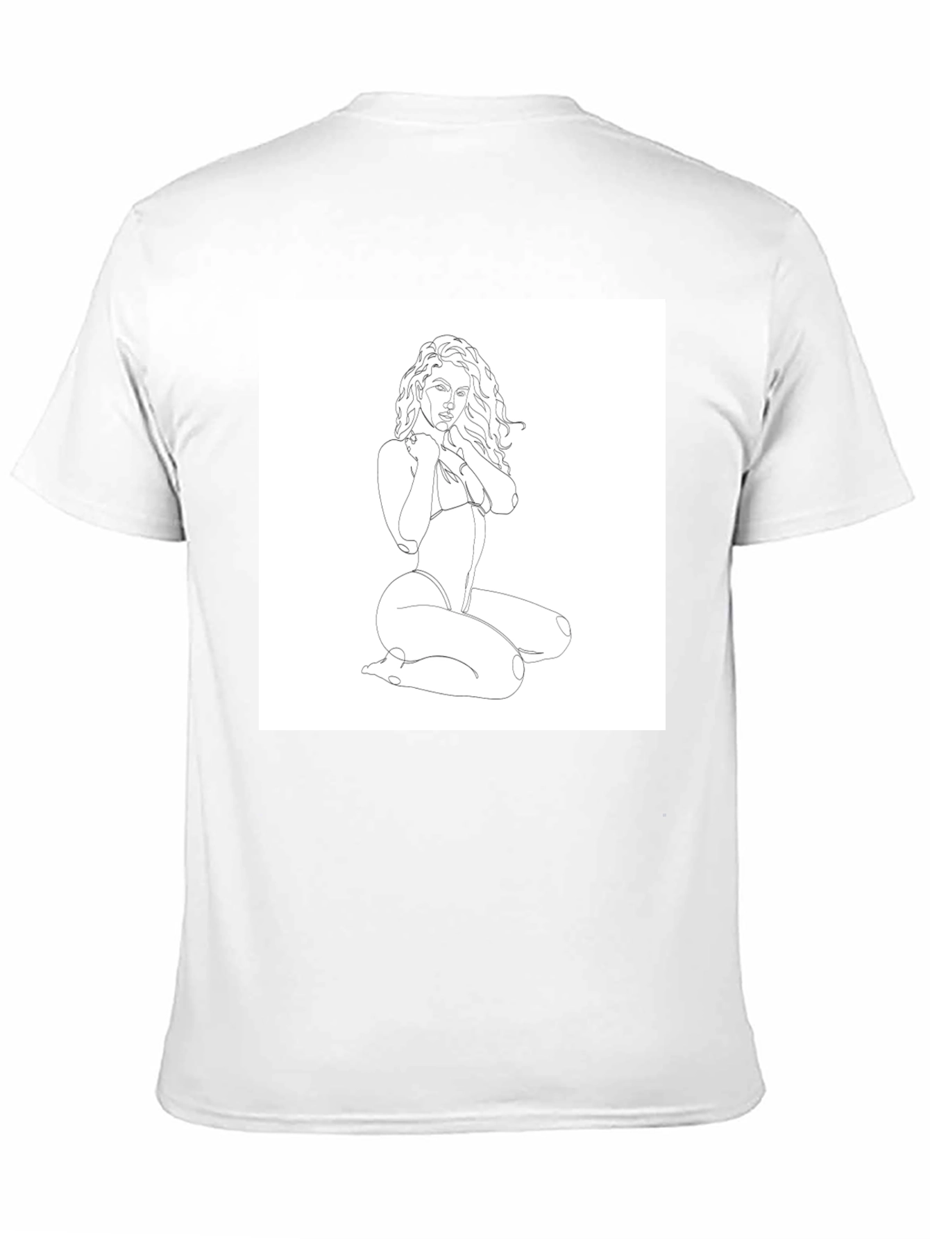 Black Minimalist Woman Line Art Black T-Shirt view 11