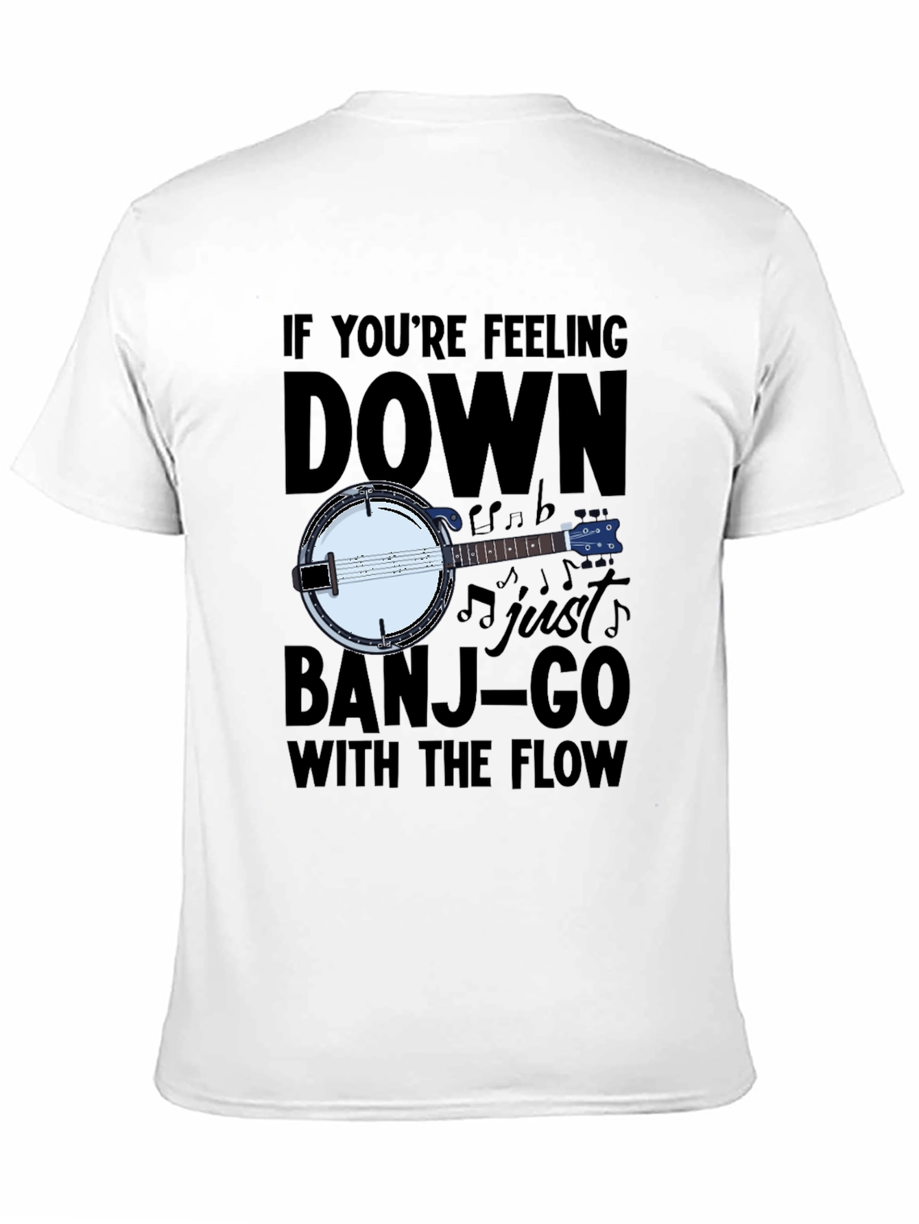Black Banjo Music T-Shirt - "Banjo-Go With The Flow" view 11