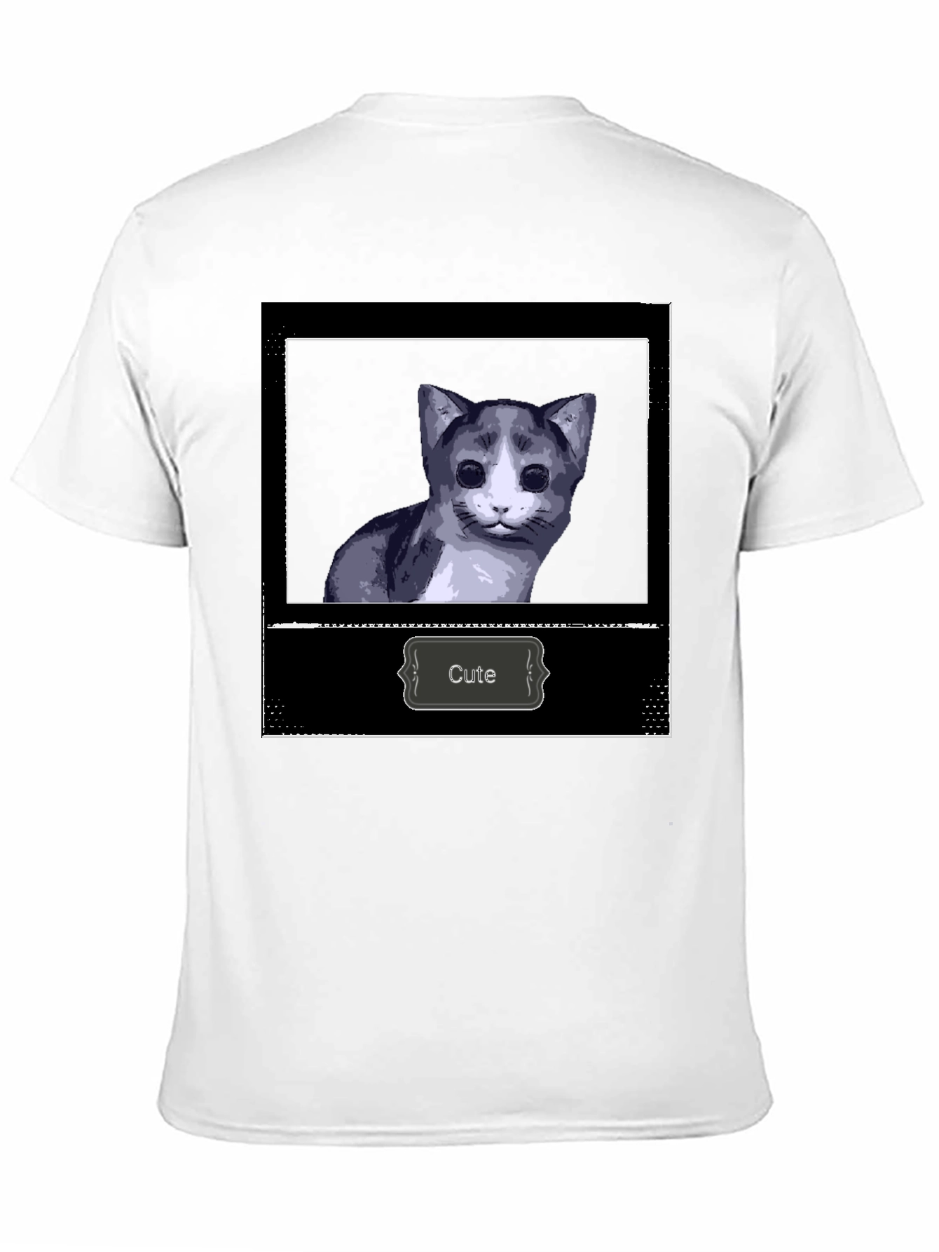 Black Cute Cat Graphic Print Black T-Shirt view 11